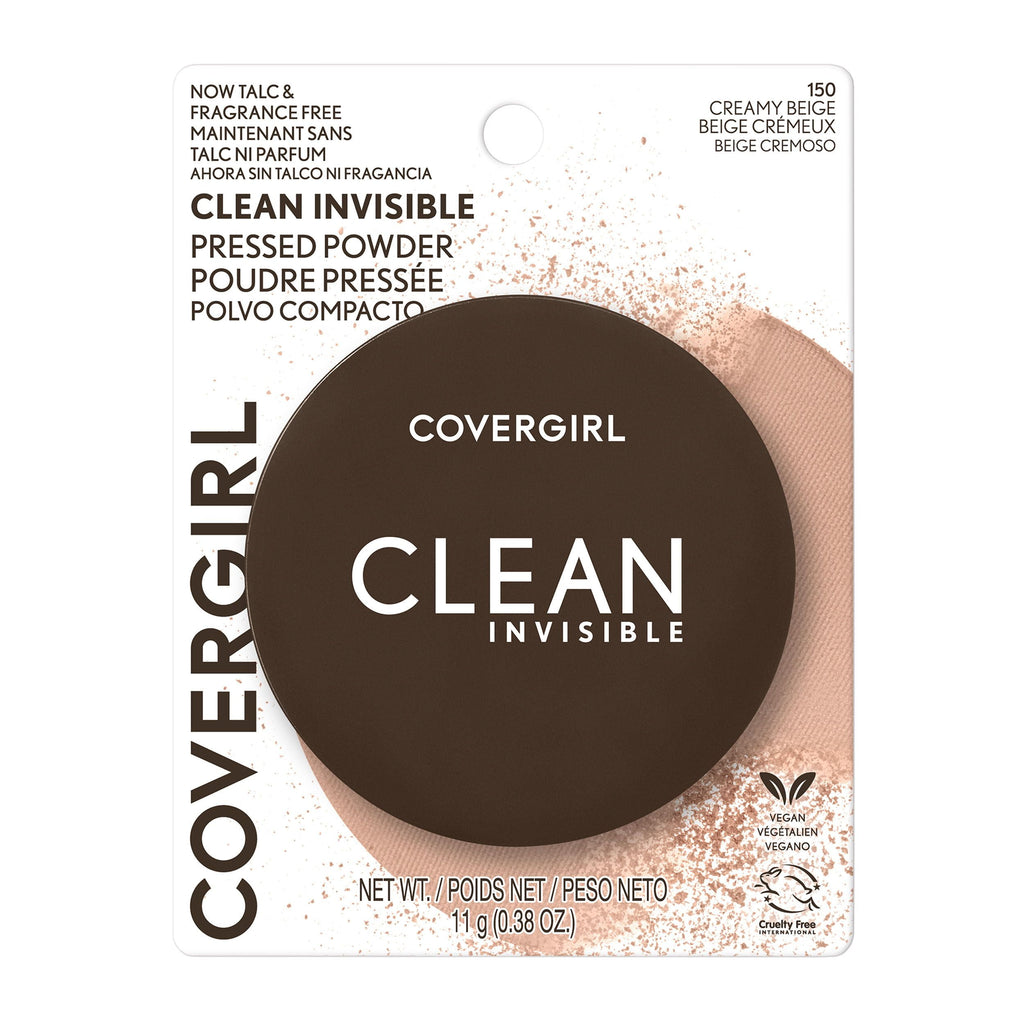 COVERGIRL Clean Invisible Pressed Powder, 150 Creamy Beige, 0.38 oz