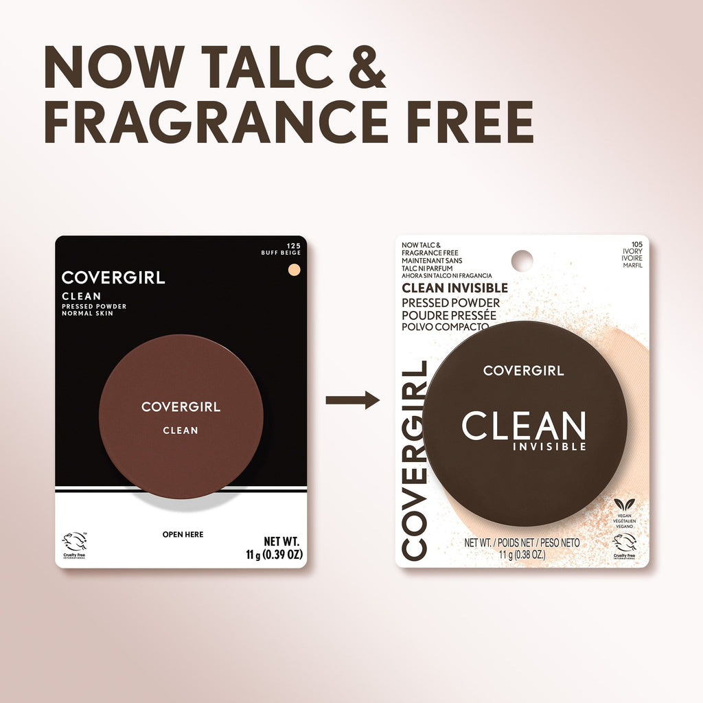 (2 pack) COVERGIRL Clean Invisible Pressed Powder, 105 Ivory, 0.38 oz