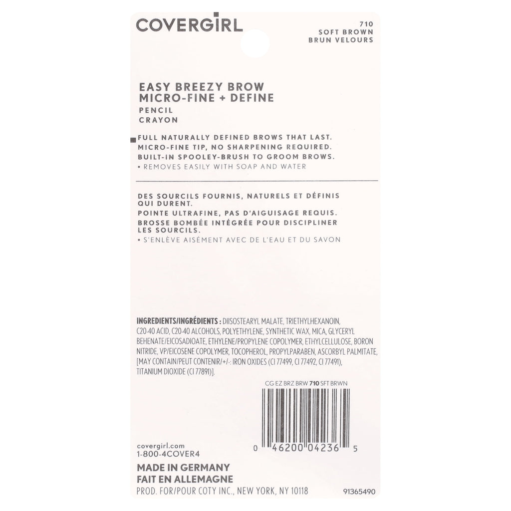 (4 pack) COVERGIRL Easy Breezy Brow Micro-Fine + Define Pencil, 710 Soft Brown, 0.003 oz