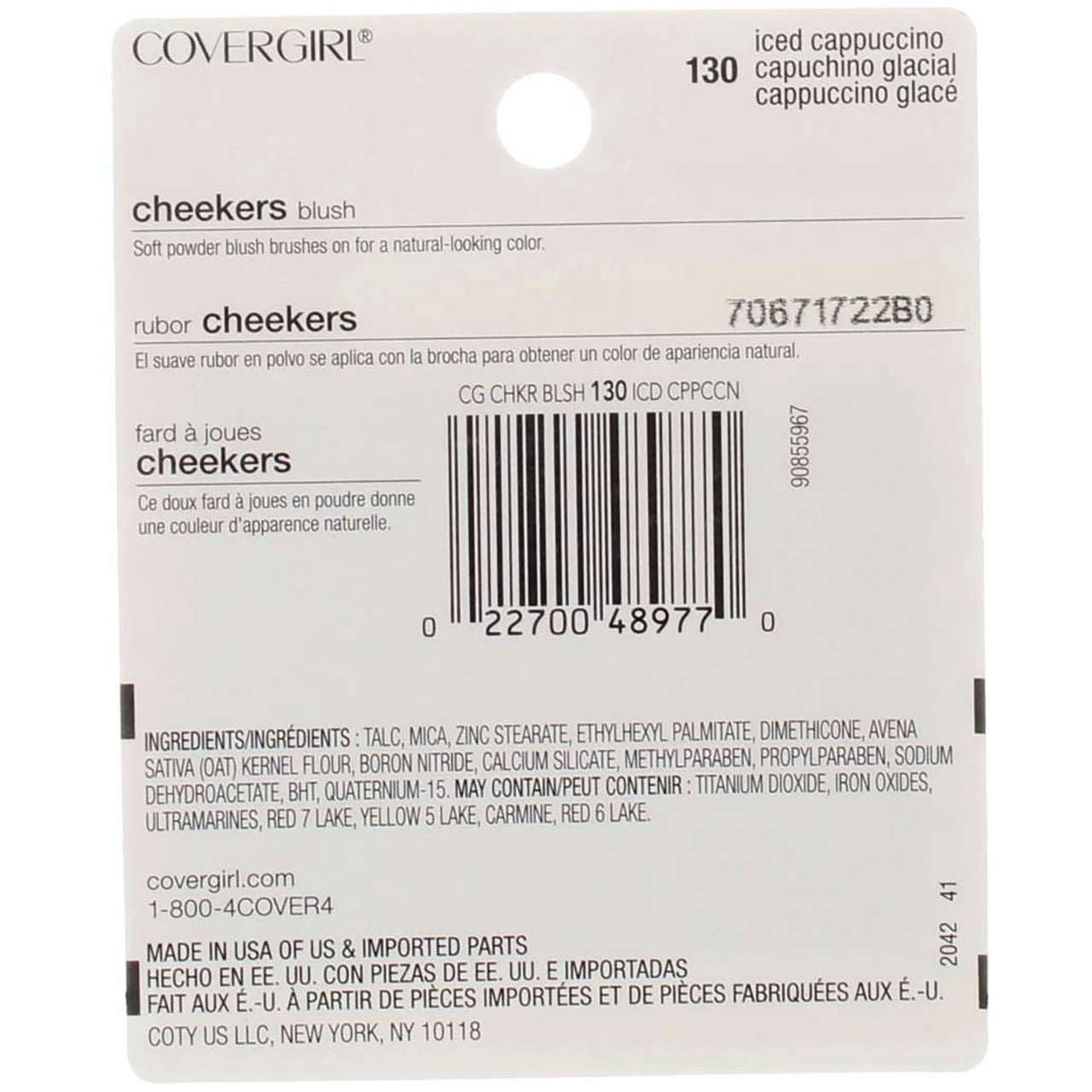 CoverGirl Cheekers Blush, Iced Cappuccino [130], 0.12 oz