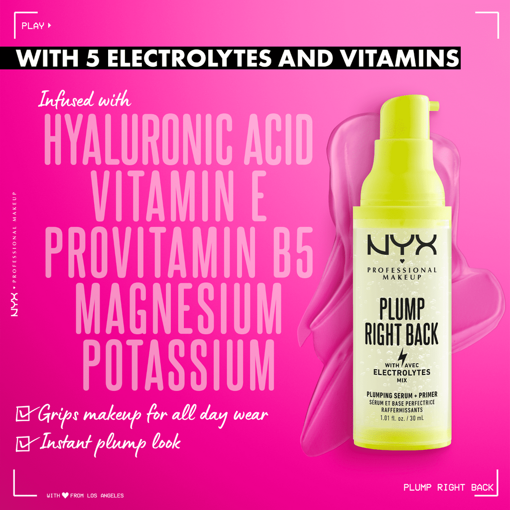 NYX Professional Makeup Plumping Makeup Primer, Infused with Electrolytes, 1 ct.