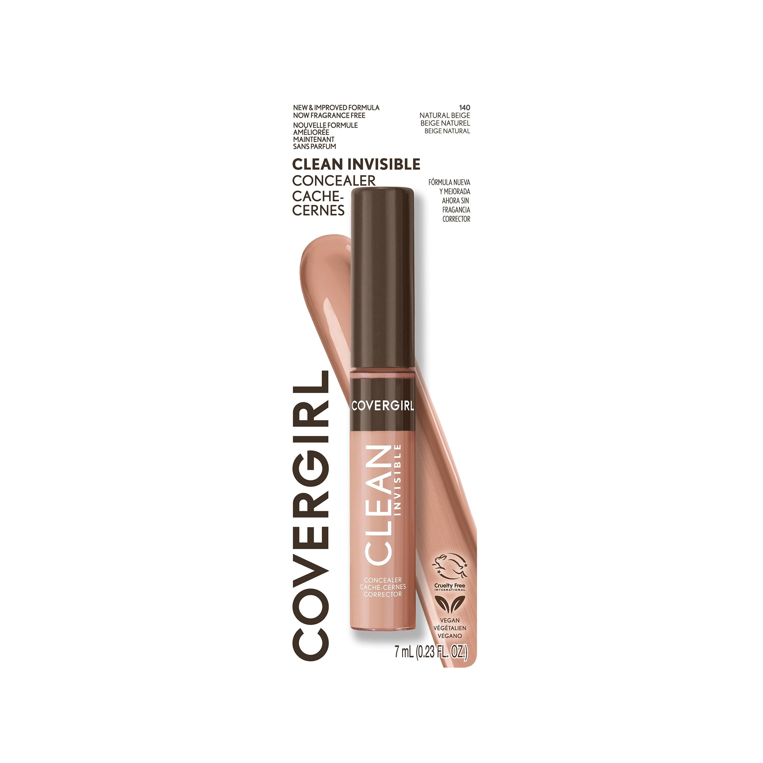 COVERGIRL Clean Invisible Liquid Concealer, 140 Natural Beige, 0.23 fl oz