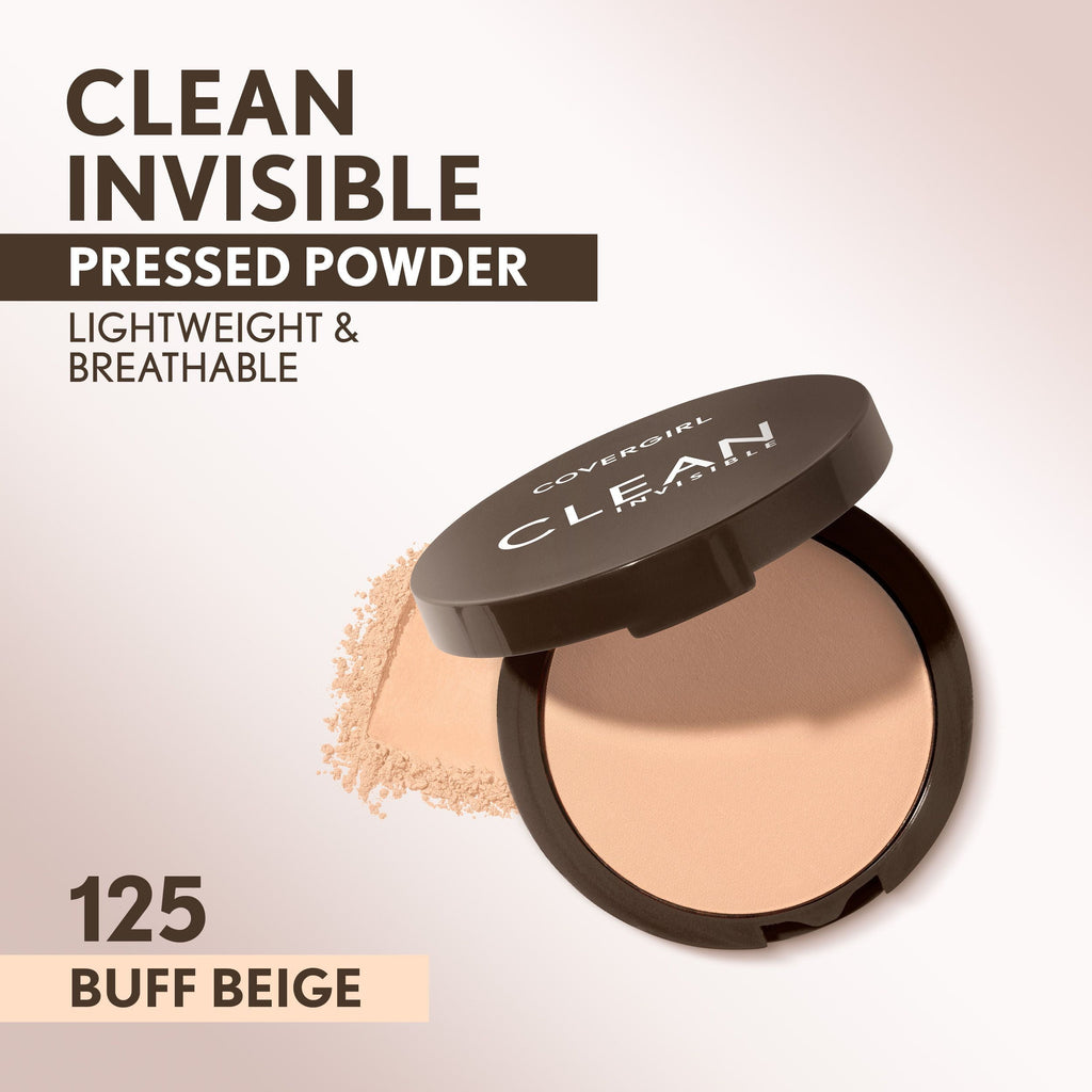(2 pack) COVERGIRL Clean Invisible Pressed Powder, 125 Buff Beige, 0.38 oz