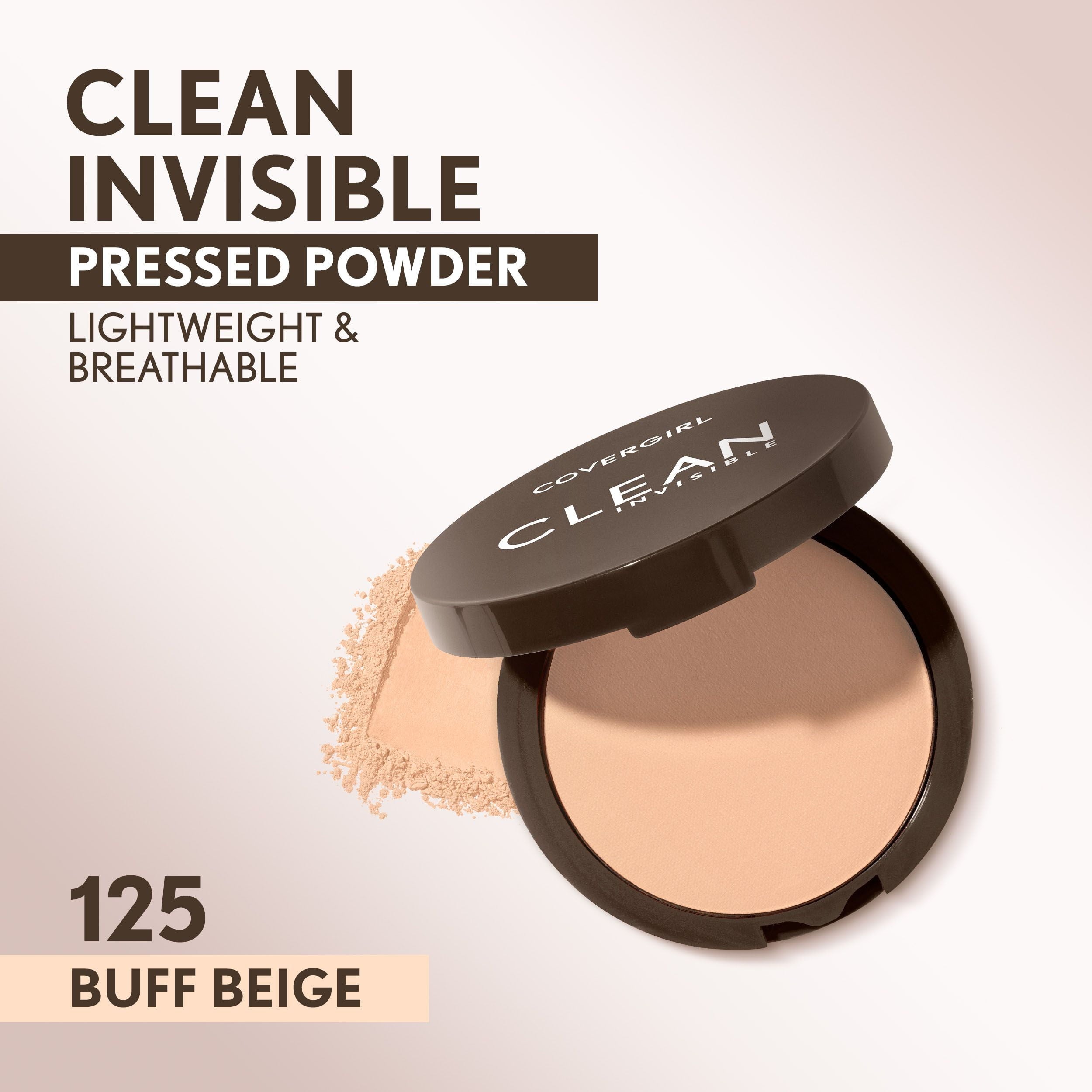 (2 pack) COVERGIRL Clean Invisible Pressed Powder, 125 Buff Beige, 0.38 oz