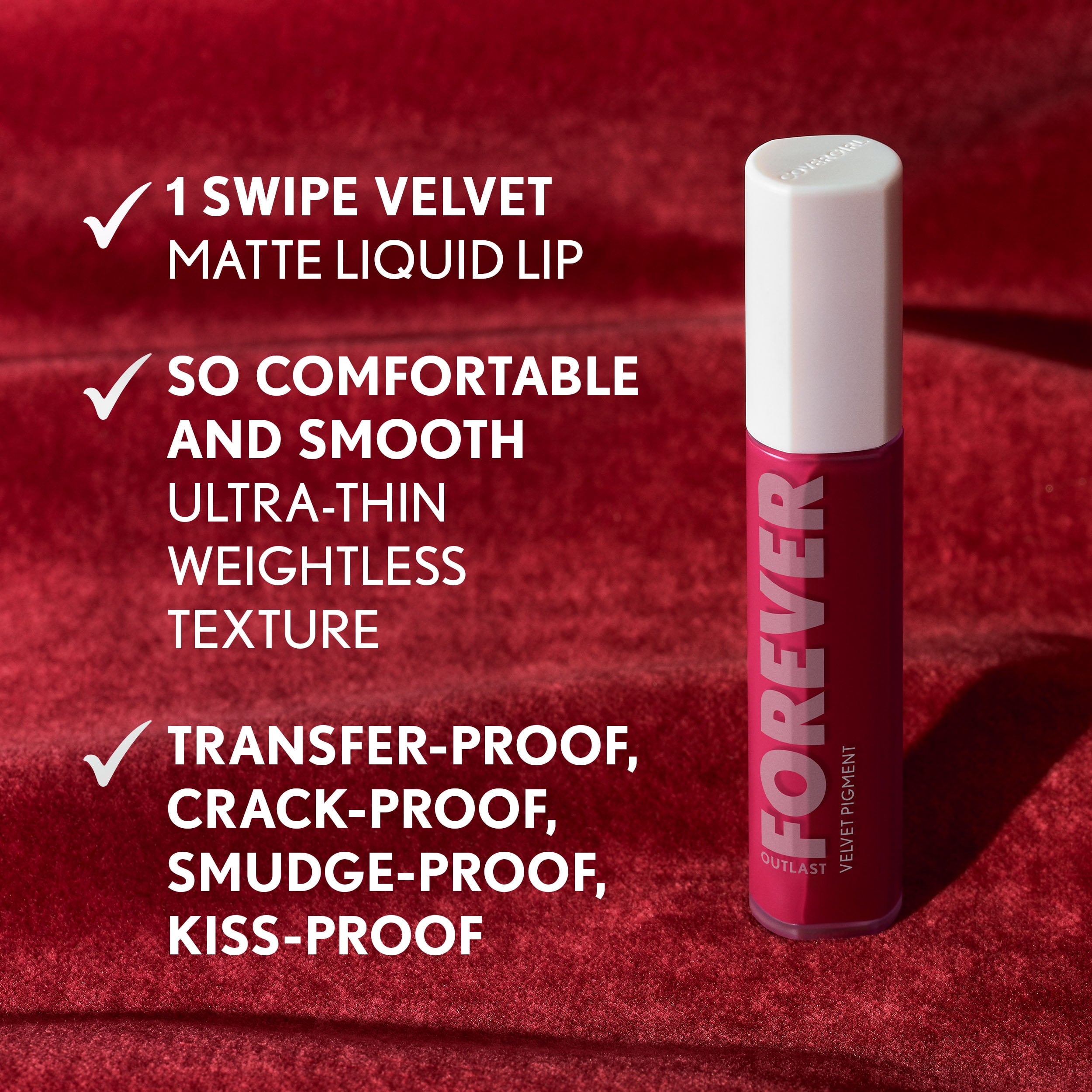 COVERGIRL Outlast Forever Velvet Pigment Matte Lipstick, 350 Forever Burgundy, 0.3 fl oz