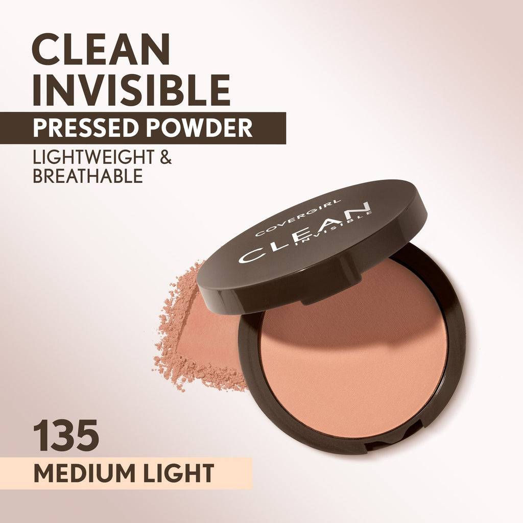 (2 pack) COVERGIRL Clean Invisible Pressed Powder, 135 Medium Light, 0.38 oz