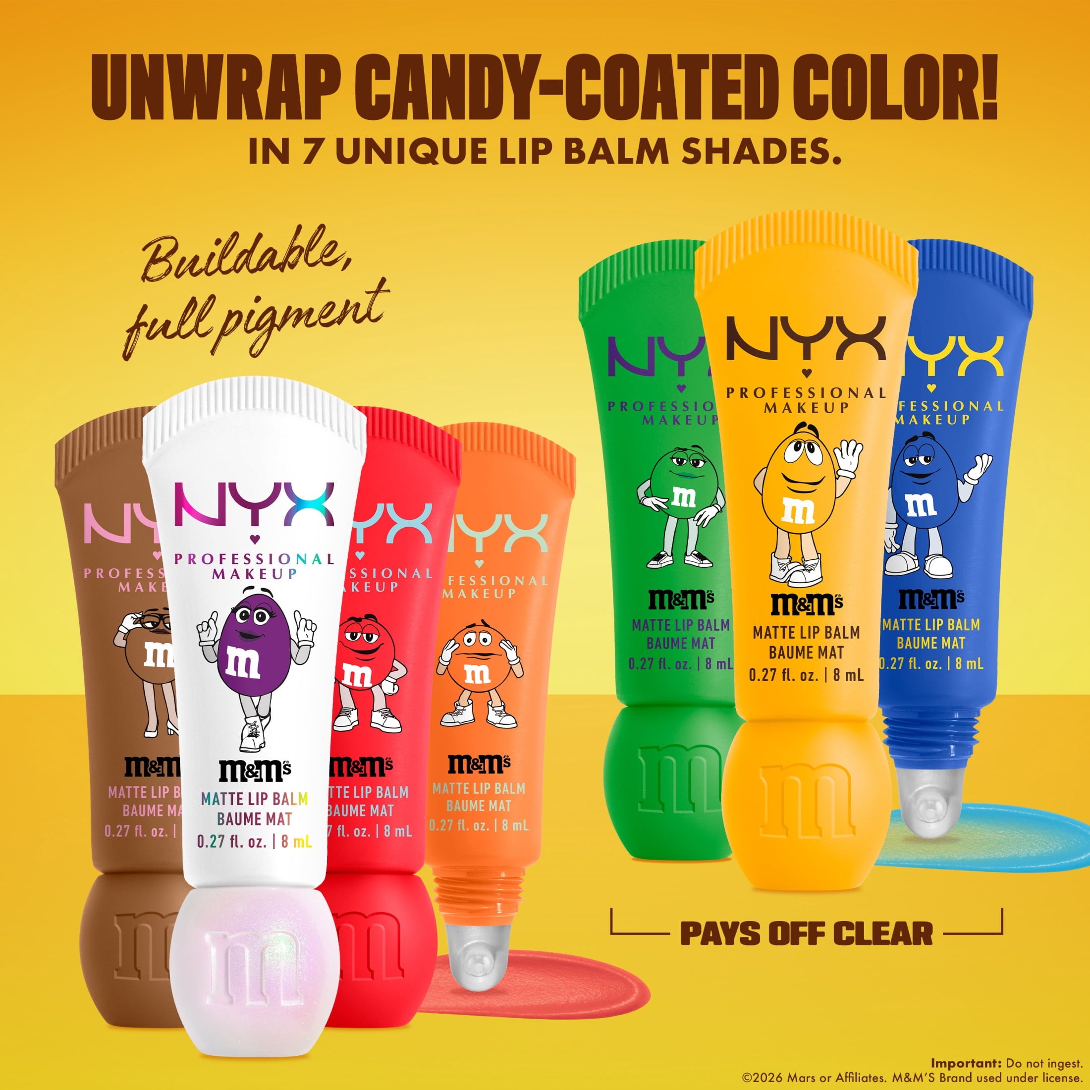 NYX Professional Makeup M&MS Collab M&M'S Smushy Surprize Matte Lip Balm, M&M'S Smushy Surprize Matte Lip Balm, 1 kit