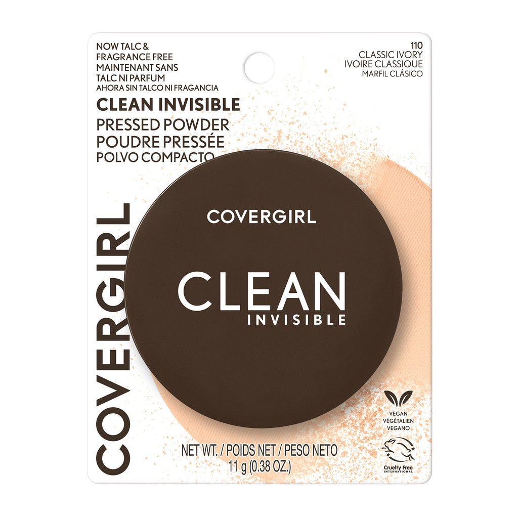 (2 pack) COVERGIRL Clean Invisible Pressed Powder, 110 Classic Ivory, 0.38 oz