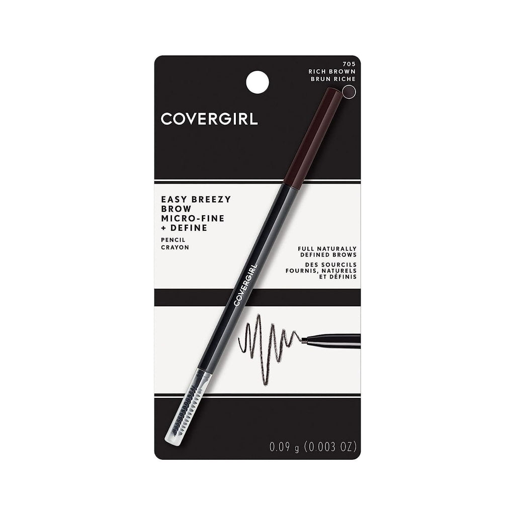 COVERGIRL Easy Breezy Brow Micro-Fine + Define Pencil, Rich Brown, 0.003 oz