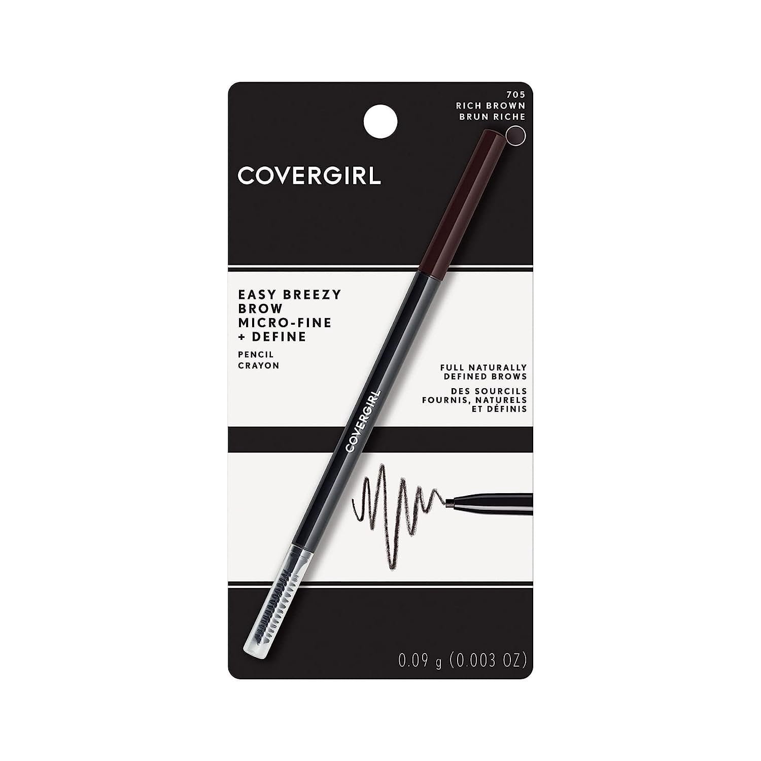 COVERGIRL Easy Breezy Brow Micro-Fine + Define Pencil, Rich Brown, 0.003 oz