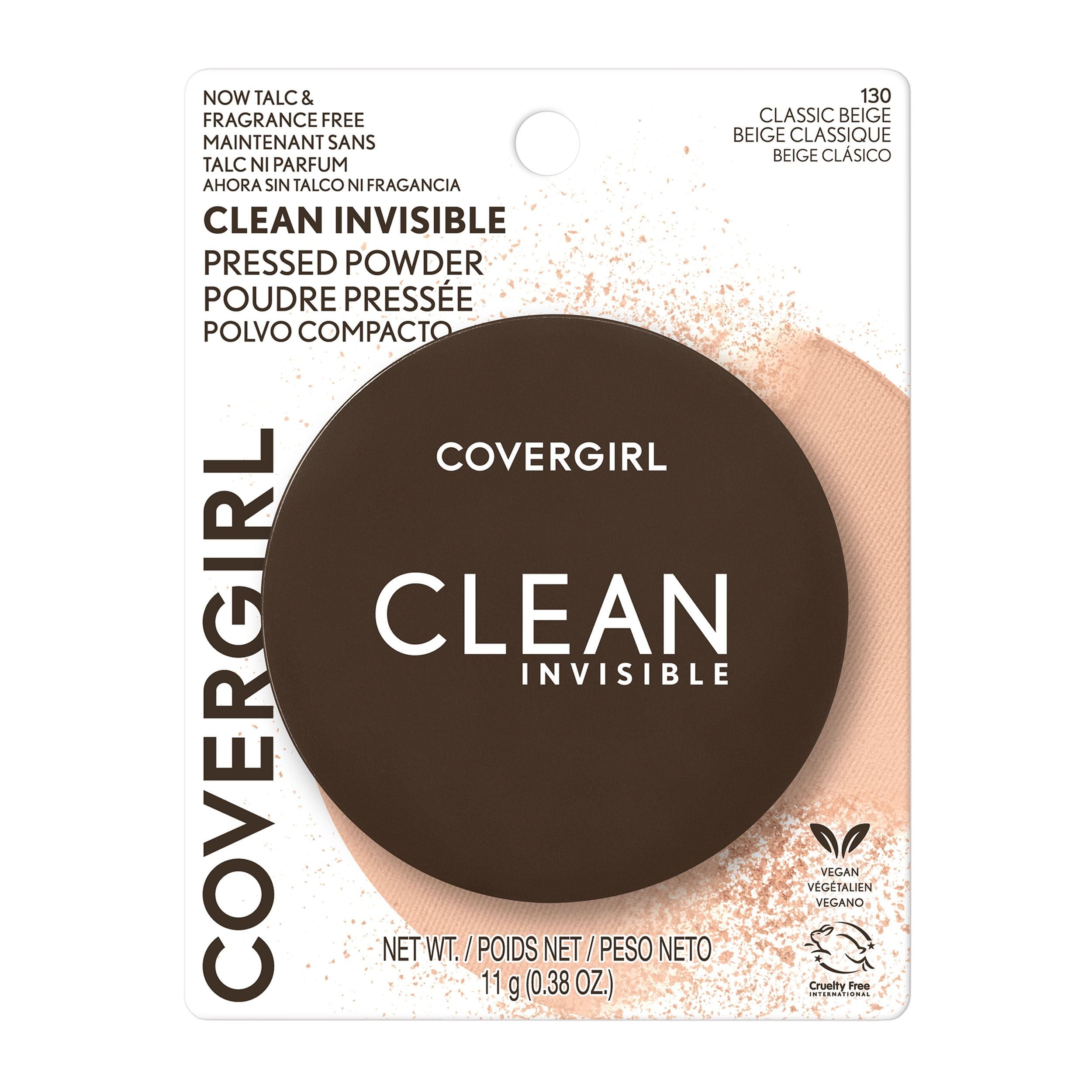 (4 pack) COVERGIRL Clean Invisible Pressed Powder, 130 Classic Beige, 0.38 oz