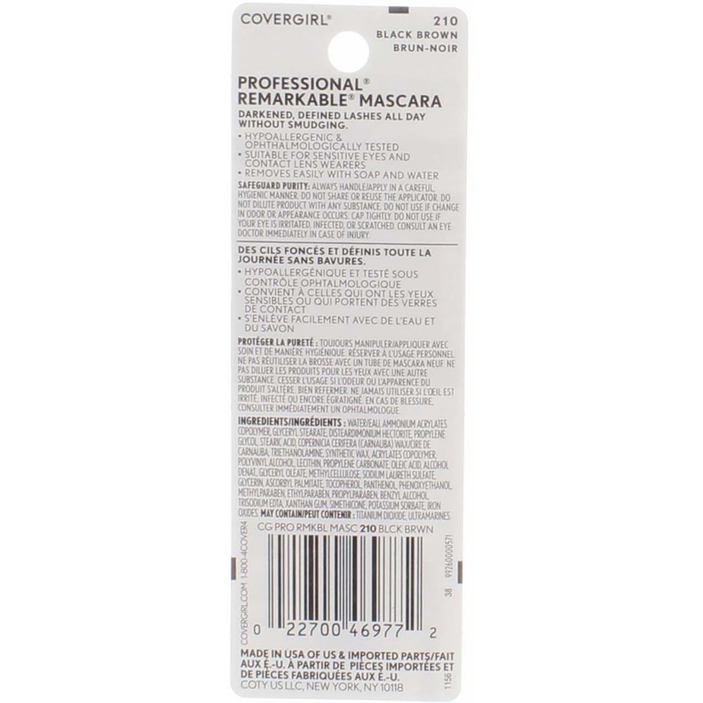 COVERGIRL Professional Remarkable Washable Mascara, Black Brown [210] 0.30 oz