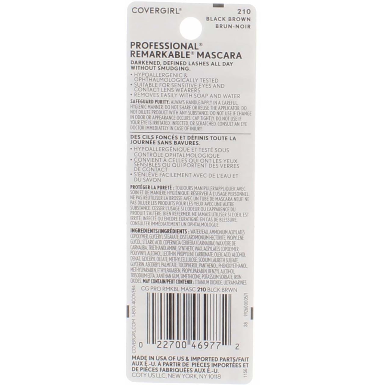 COVERGIRL Professional Remarkable Washable Mascara, Black Brown [210] 0.30 oz