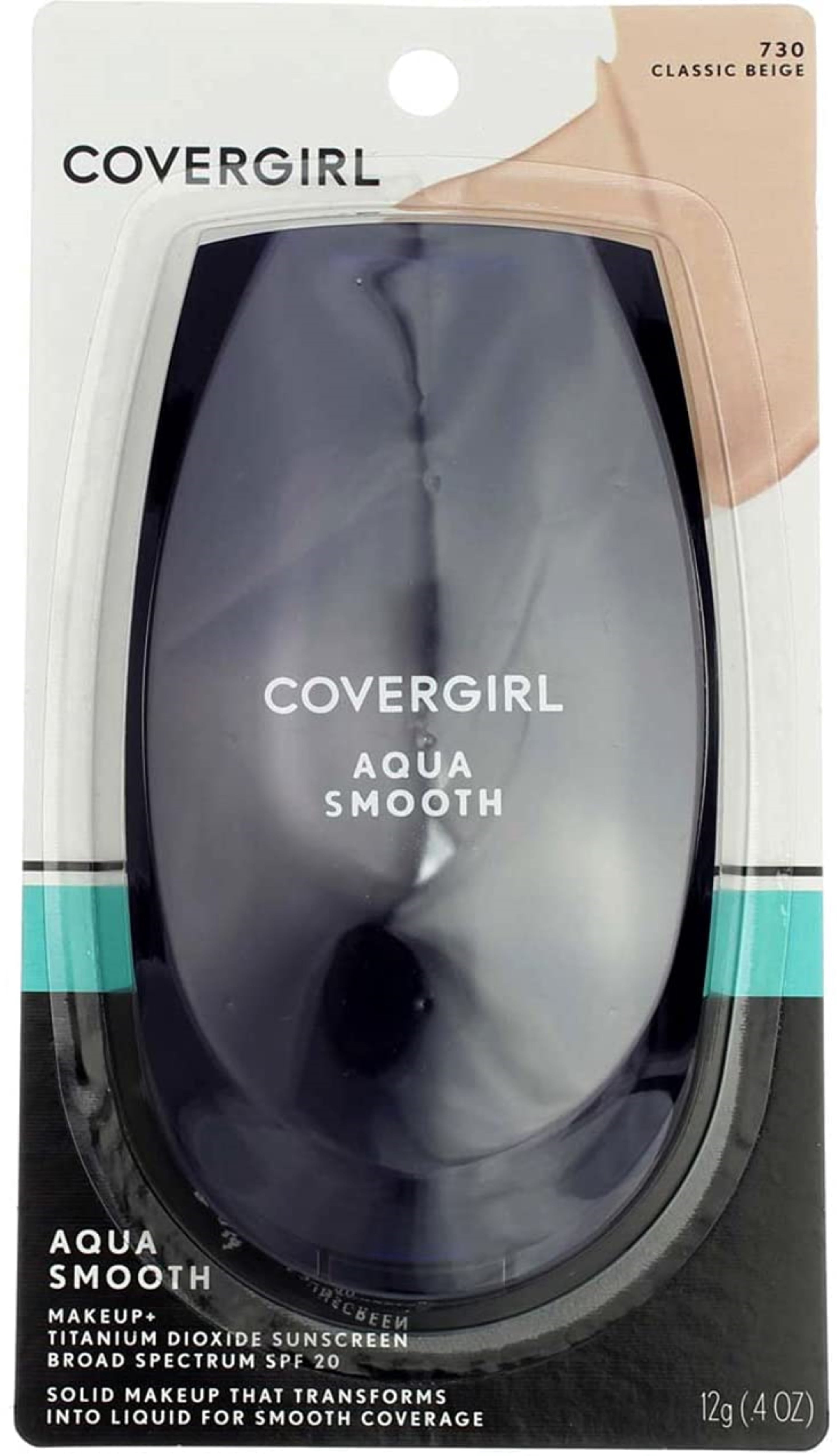 Pack of (6) CoverGirl Aquasmooth SPF 20 Compact Foundation, 730 Classic Beige, 0.4 Ounce