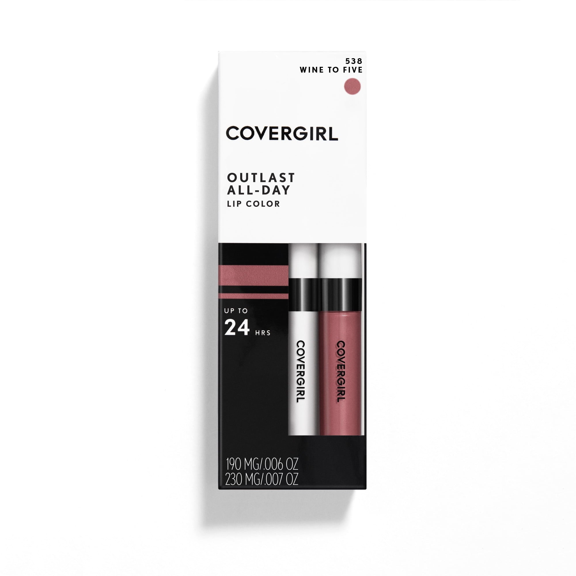 Covergirl Outlast All-Day Lip Color Liquid Lipstick and Moisturizing Topcoat, Longwear, WINE TO FIVE
