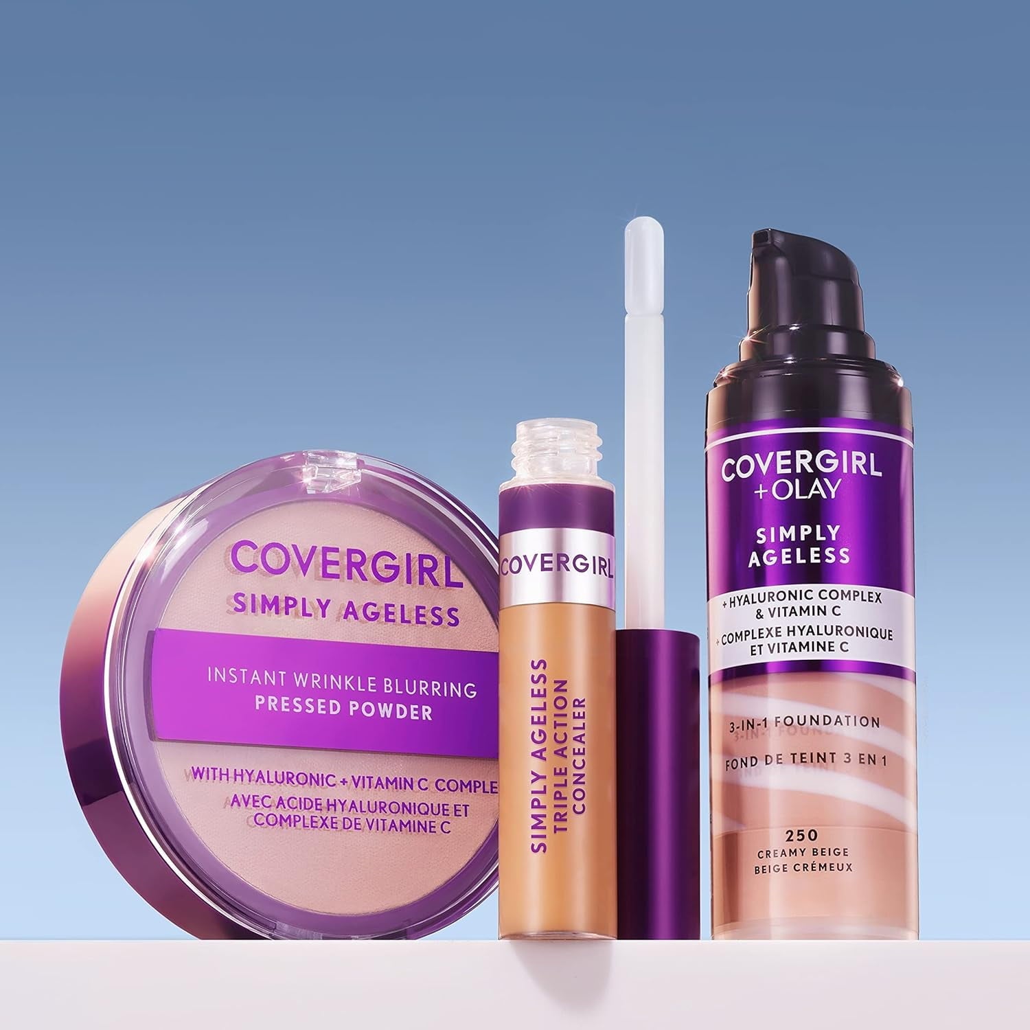 COVERGIRL + OLAY Simply Ageless 3-in-1 Liquid Foundation, Soft Sable 275, 1 fl oz, Hydrating Anti-Aging Foundation, Cruelty-Free Foundation, Hyaluronic Complex for Firm Skin (30 ml)