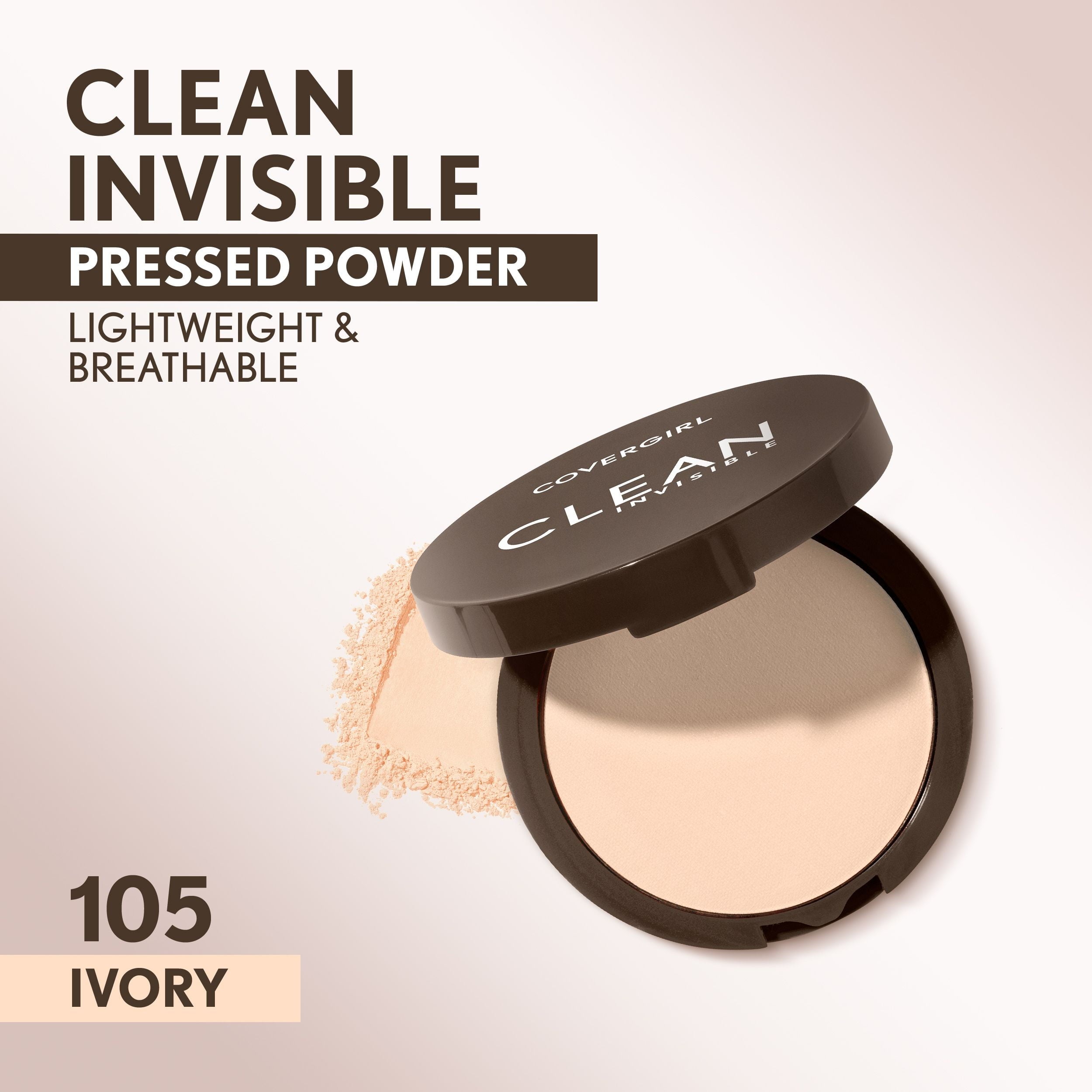 (2 pack) COVERGIRL Clean Invisible Pressed Powder, 105 Ivory, 0.38 oz