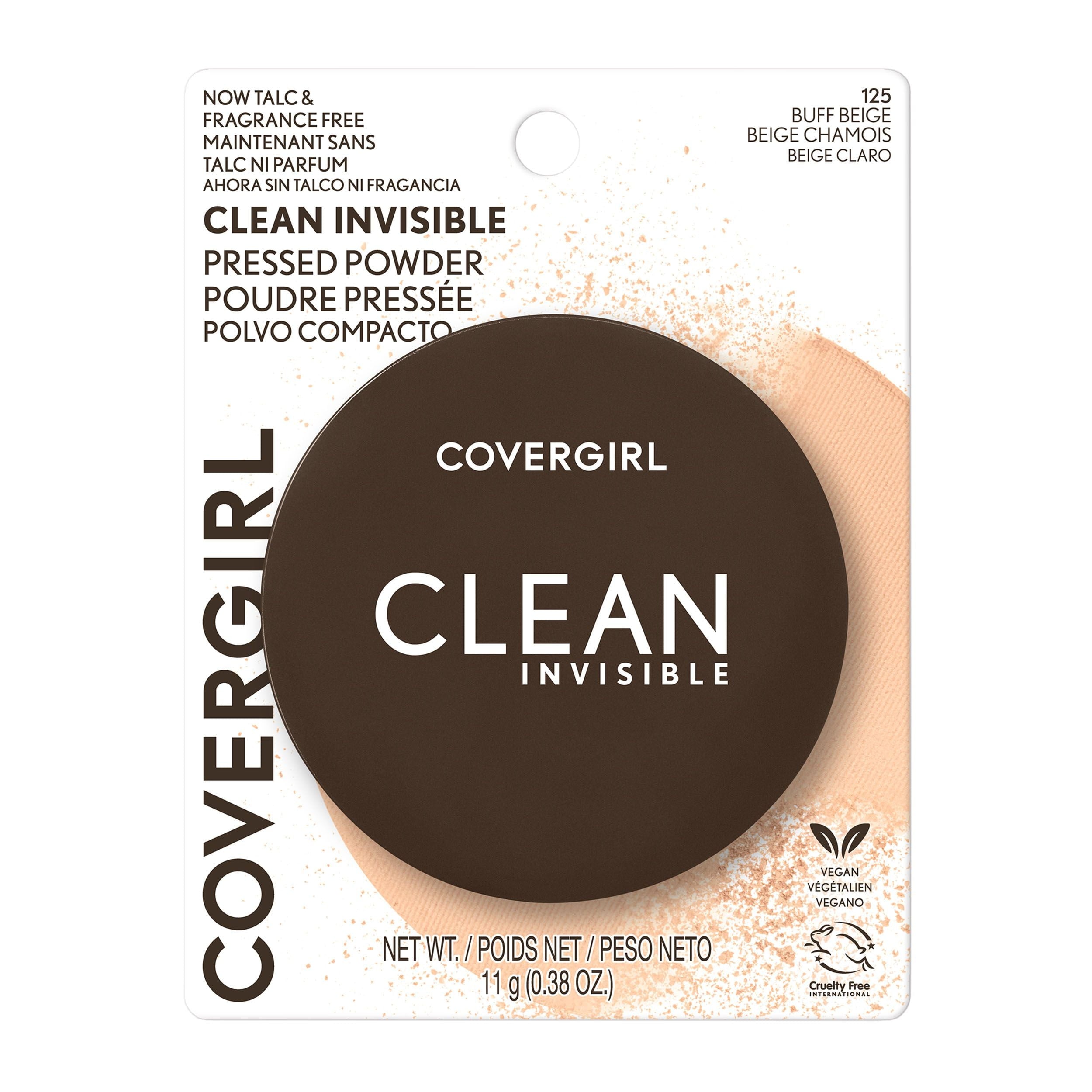 (2 pack) COVERGIRL Clean Invisible Pressed Powder, 125 Buff Beige, 0.38 oz