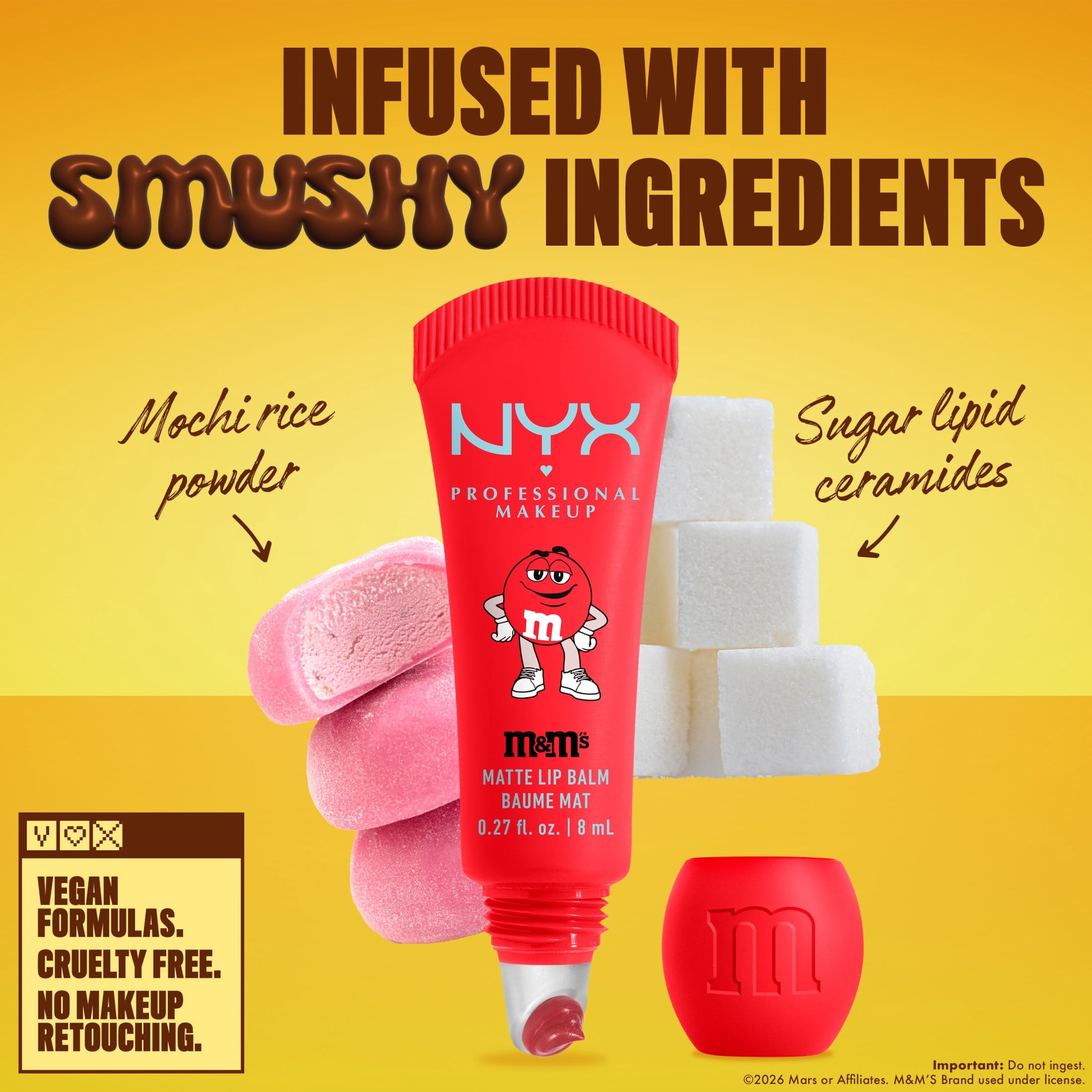 NYX Professional Makeup M&MS Collab M&M'S Smushy Surprize Matte Lip Balm, M&M'S Smushy Surprize Matte Lip Balm, 1 kit