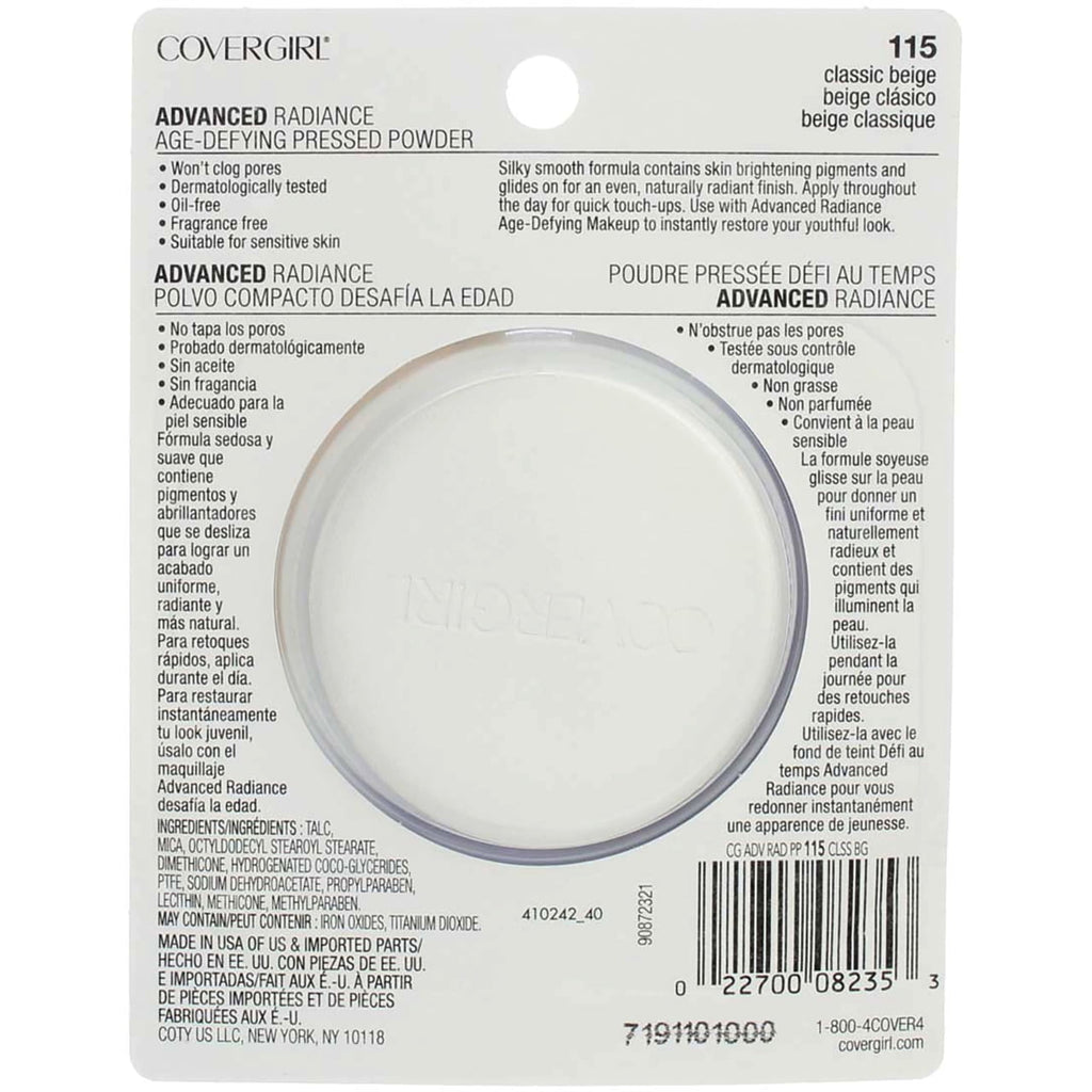 CoverGirl Advanced Radiance Age-Defying Pressed Powder, Classic Beige [115] 0.39 oz