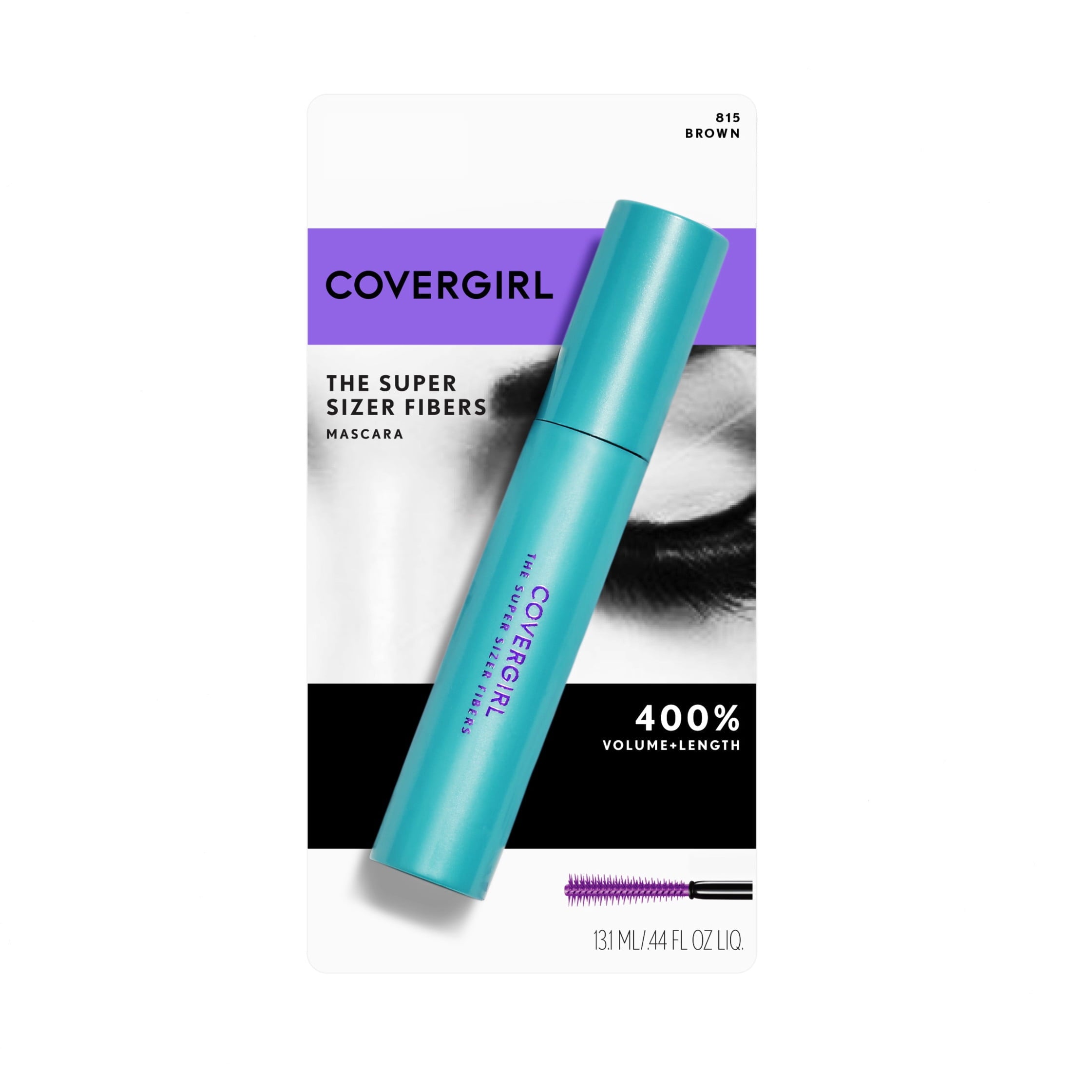 COVERGIRL Super Sizer Fibers Mascara, 815 Brown, 0.44 oz, Lengthening Mascara, Volume and Length Mascara, High Impact, Wide Eye Look