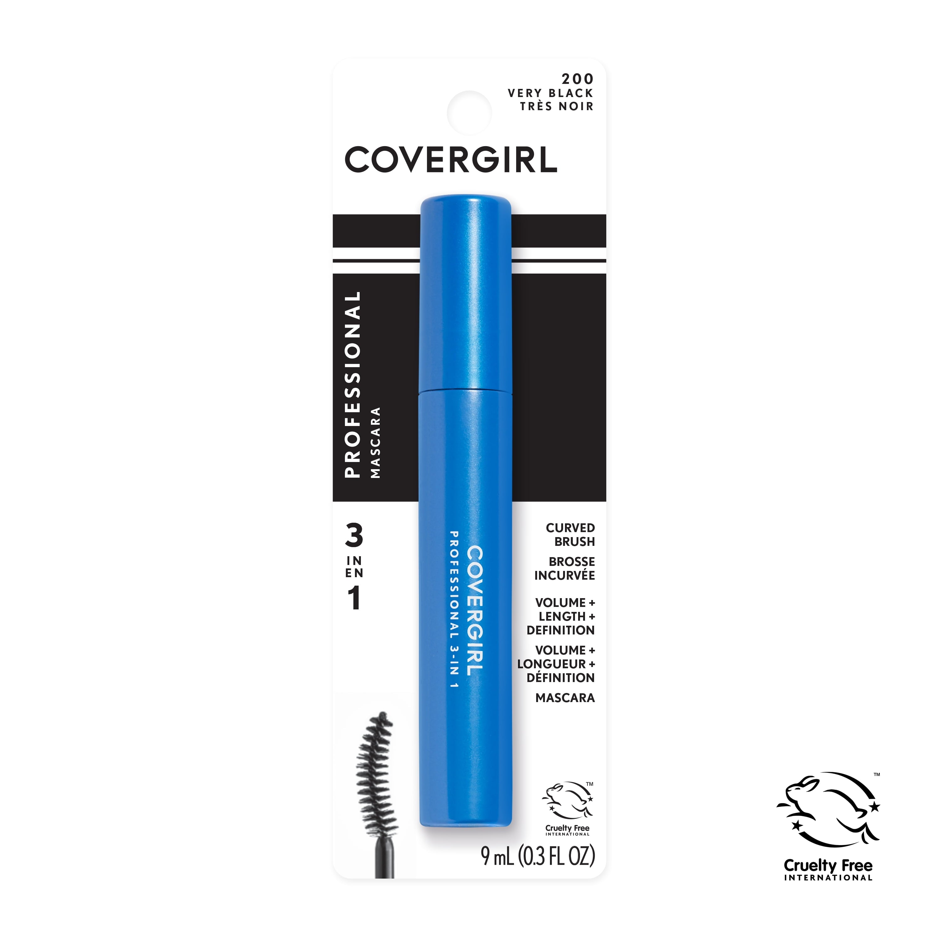 COVERGIRL Professional All In One Curved Brush Mascara, Very Black 200, 0.3 fl oz