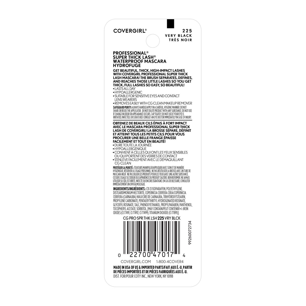 COVERGIRL Professional Super Thick Lash Waterproof Mascara, 225 Very Black