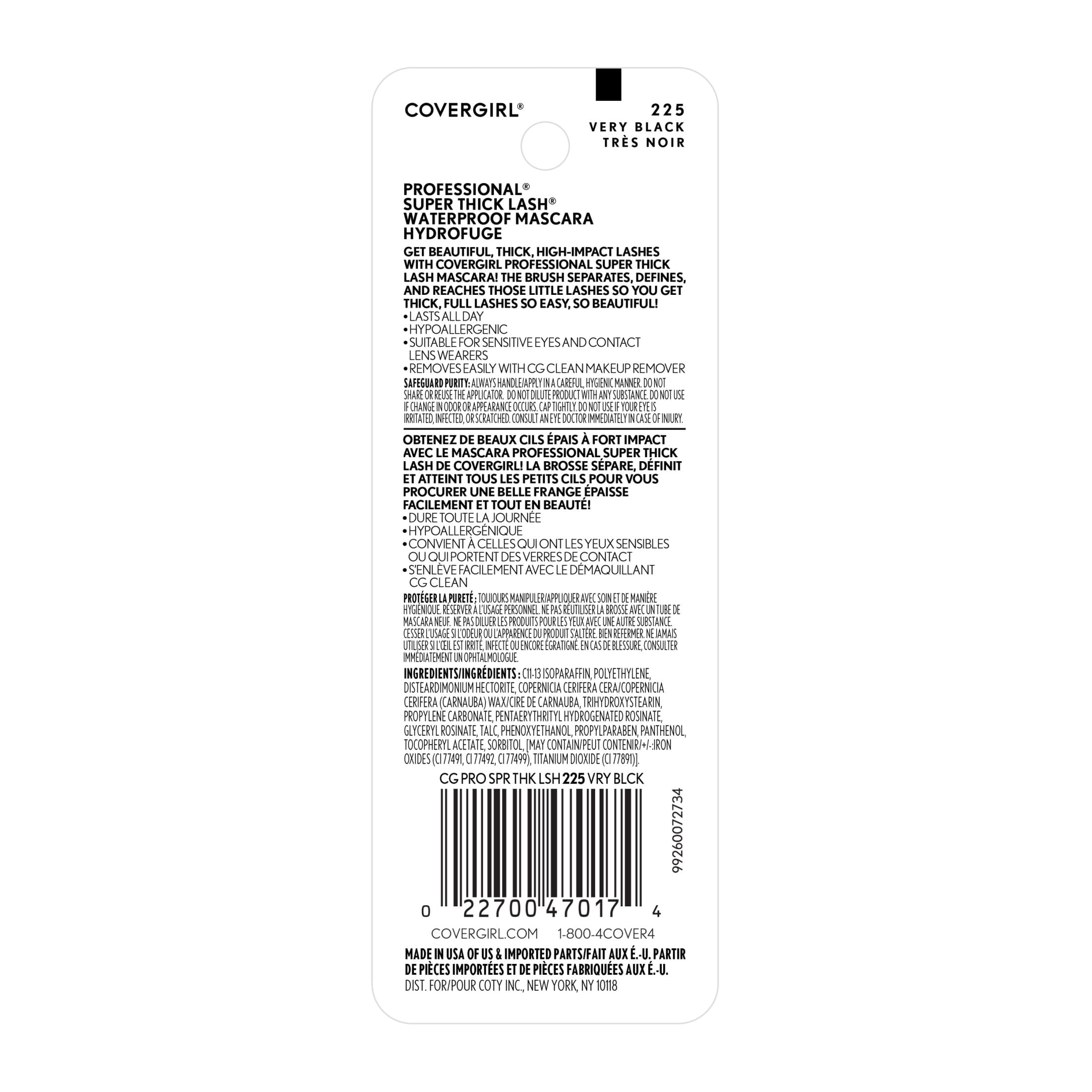 COVERGIRL Professional Super Thick Lash Waterproof Mascara, 225 Very Black