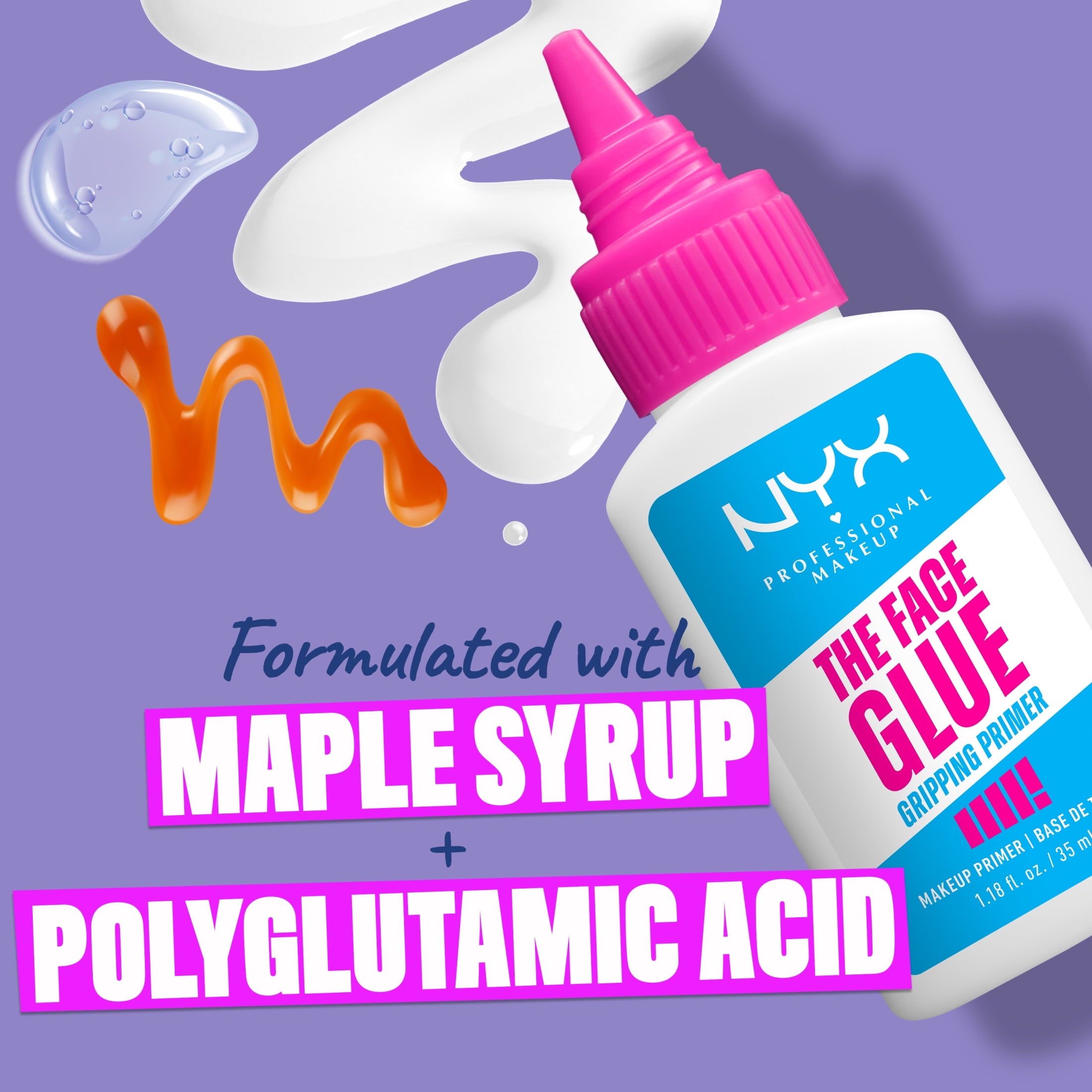 NYX Professional Makeup The Face Glue Primer with Polyglutamic Acid and Maple Syrup, 1.18 fl oz