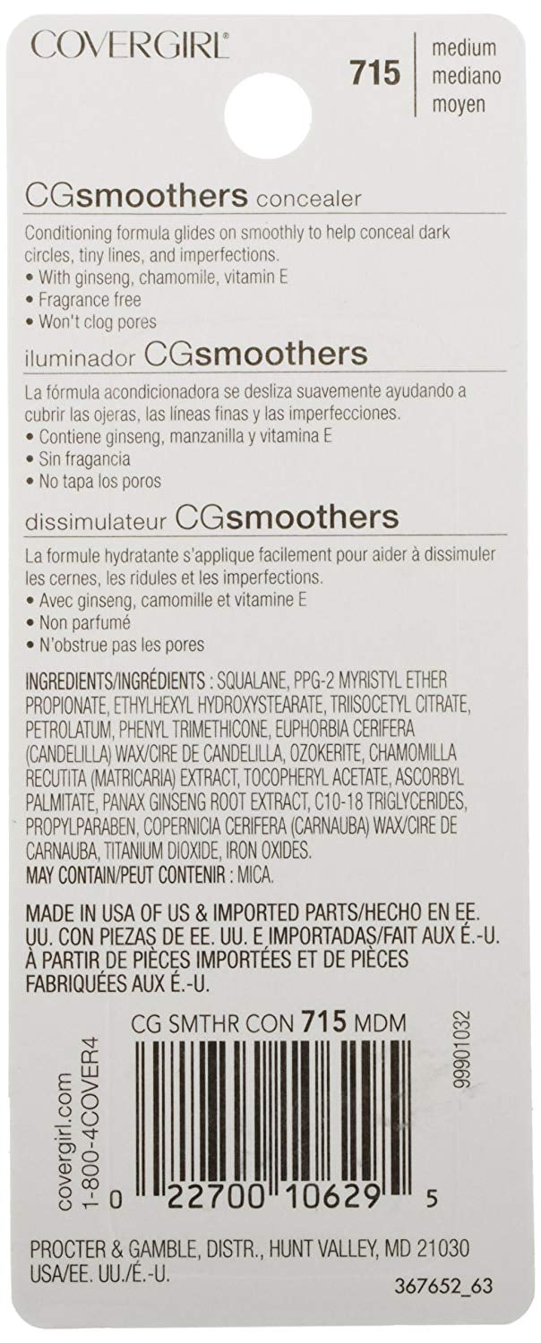 CoverGirl CG Smoothers Concealer, Medium 715, 0.14 oz (5 Pack) (Bundle)
