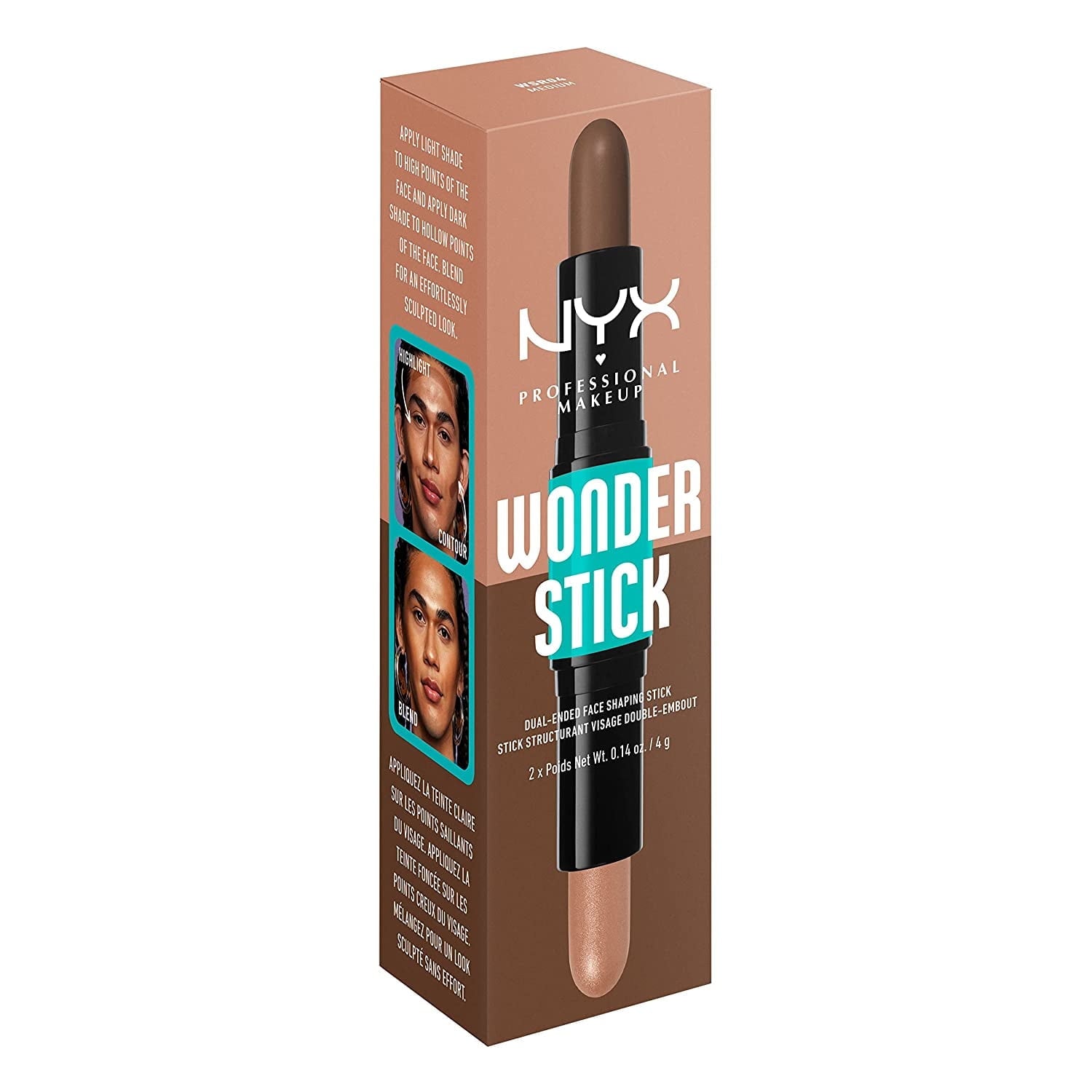 NYX Professional Makeup Wonder Stick, Cream Highlight & Contour Stick, Medium