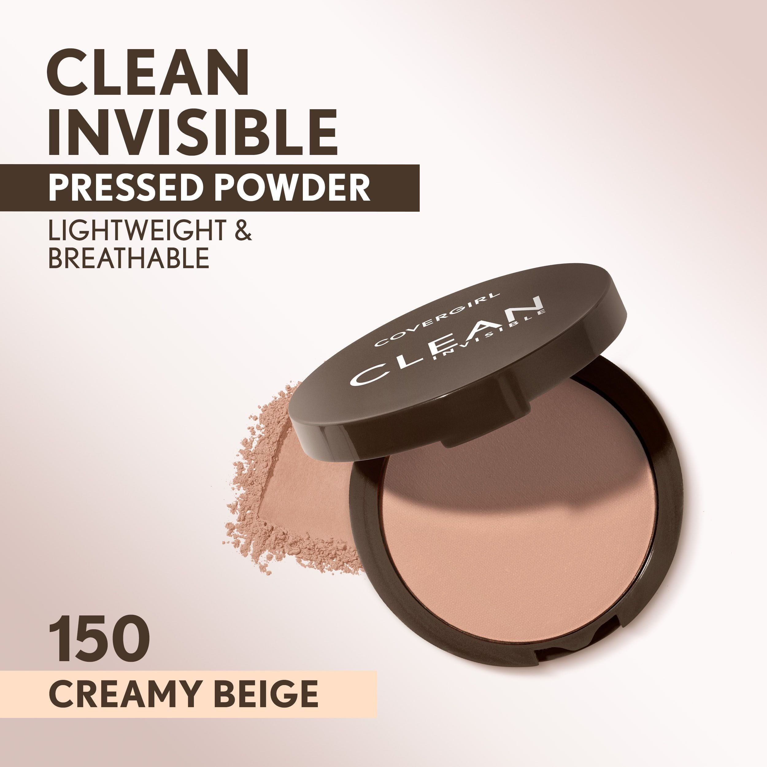 COVERGIRL Clean Invisible Pressed Powder, 150 Creamy Beige, 0.38 oz