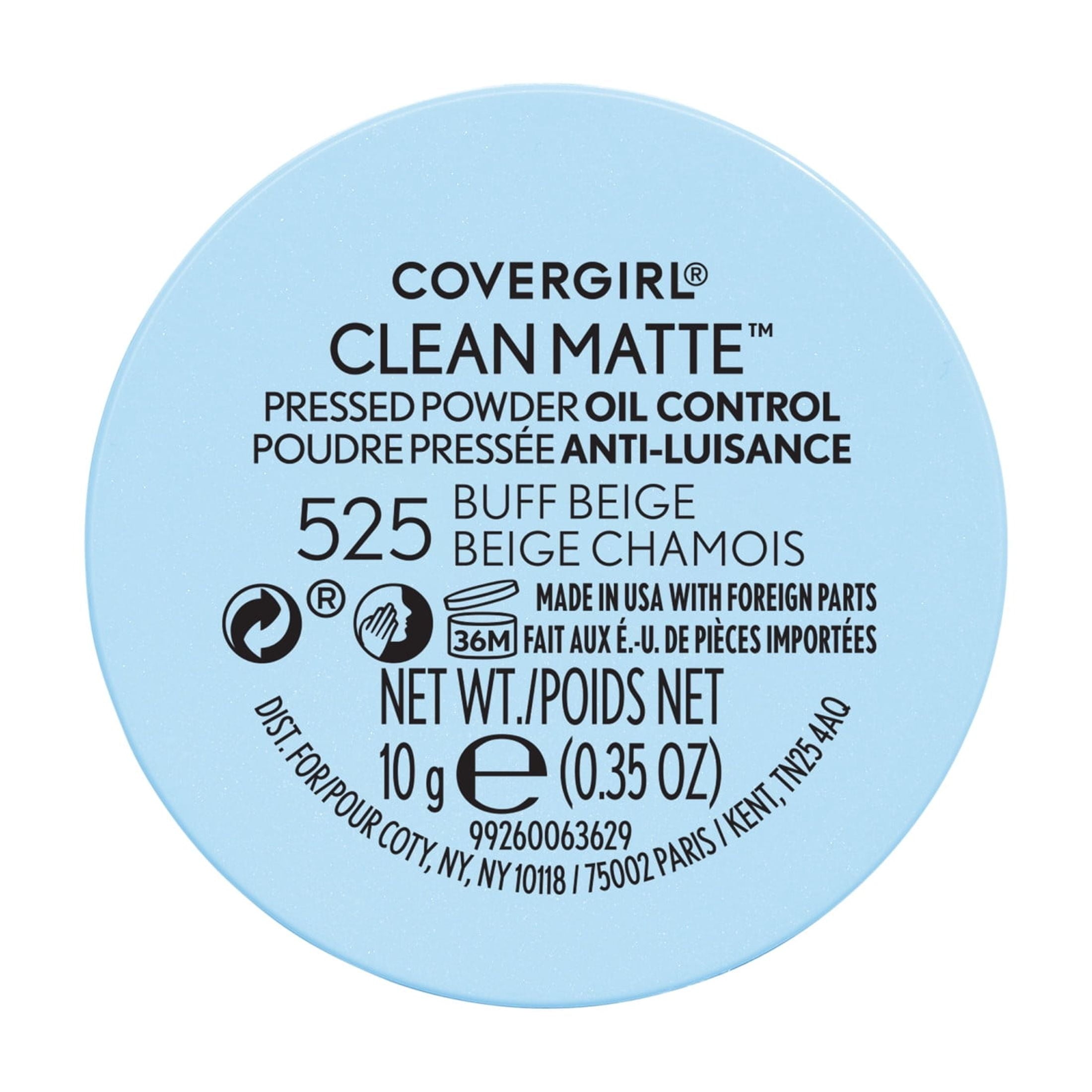 (4 pack) COVERGIRL Clean Matte Pressed Powder, 525 Buff Beige, 0.35 oz