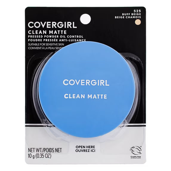 (4 pack) COVERGIRL Clean Matte Pressed Powder, 525 Buff Beige, 0.35 oz