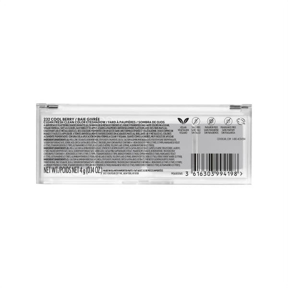 COVERGIRL Clean Fresh Clean Color Eyeshadow, 232 Cool Berry, 0.14 oz