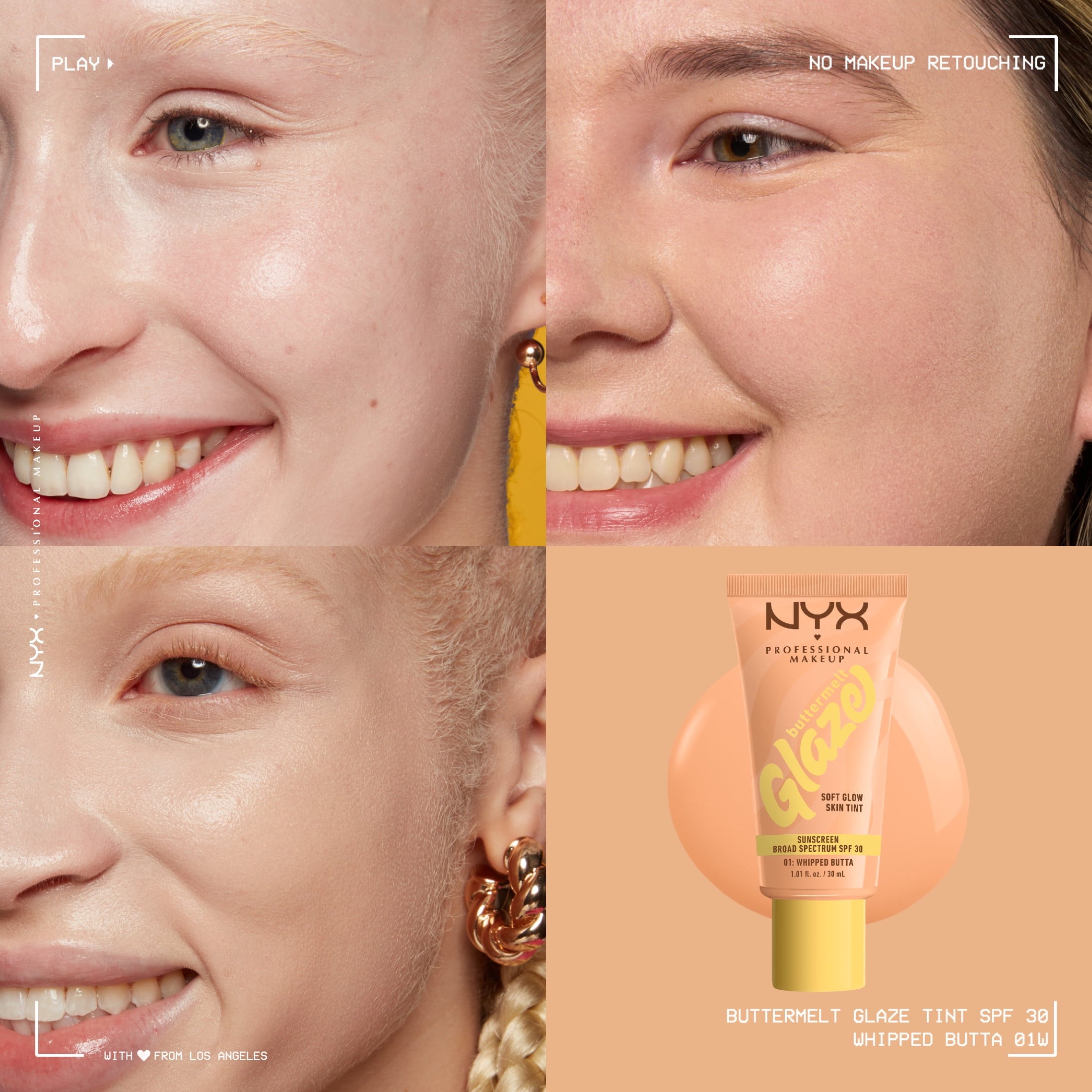 NYX Professional Makeup Buttermelt Glaze Tinted Moisturizer, SPF 30, Whipped Butta, All Skin Types, 1.01 fl oz