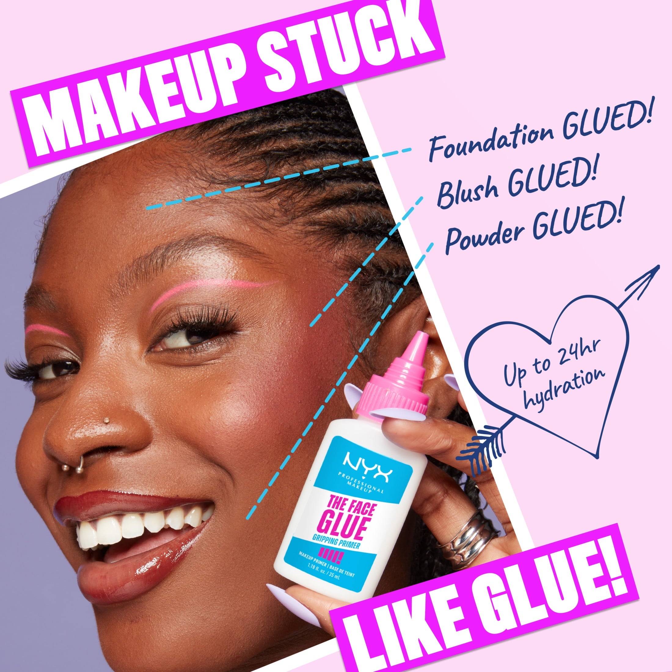 NYX Professional Makeup The Face Glue Primer with Polyglutamic Acid and Maple Syrup, 1.18 fl oz