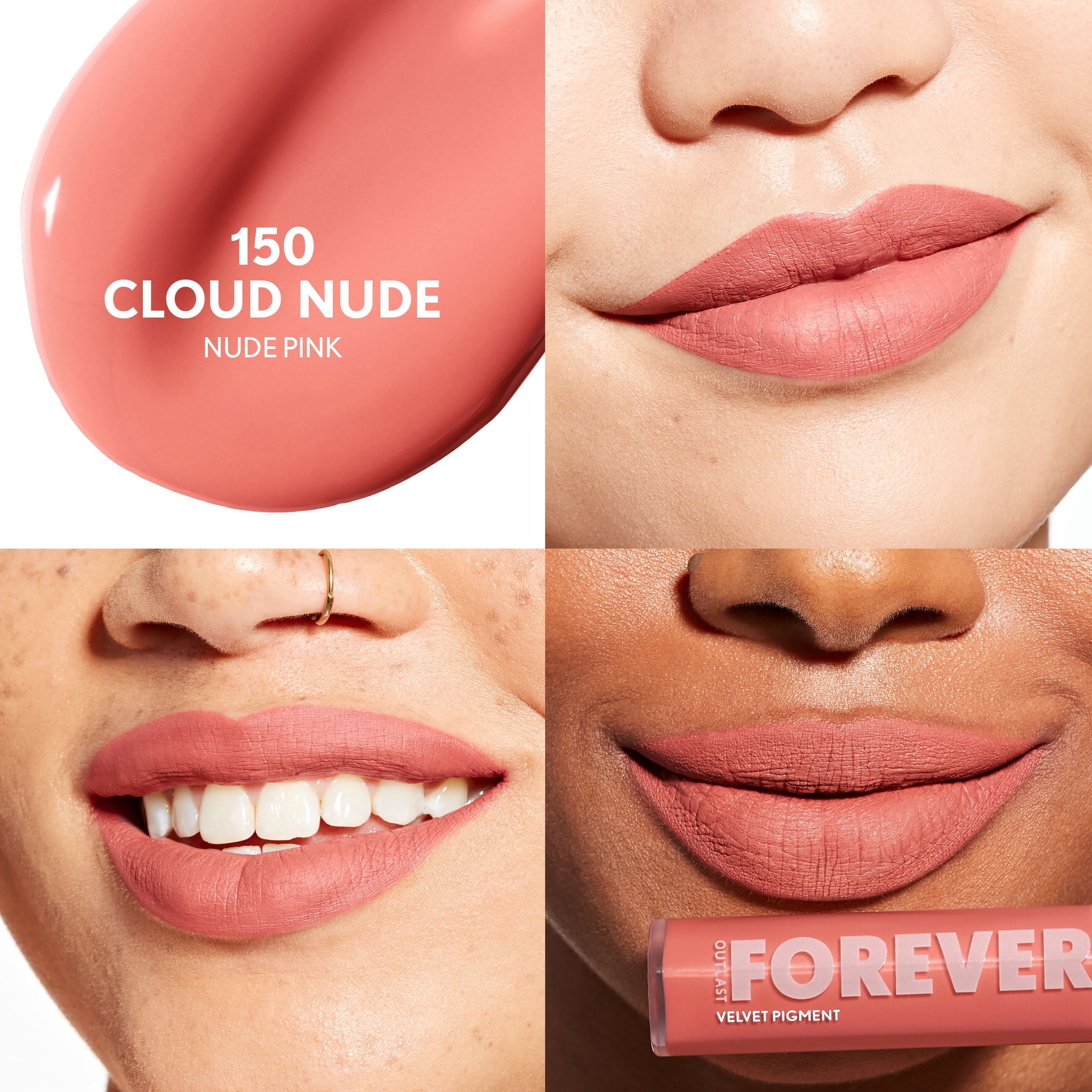COVERGIRL Outlast Forever Velvet Pigment Matte Lipstick, 150 Cloud Nude, 0.3 fl oz