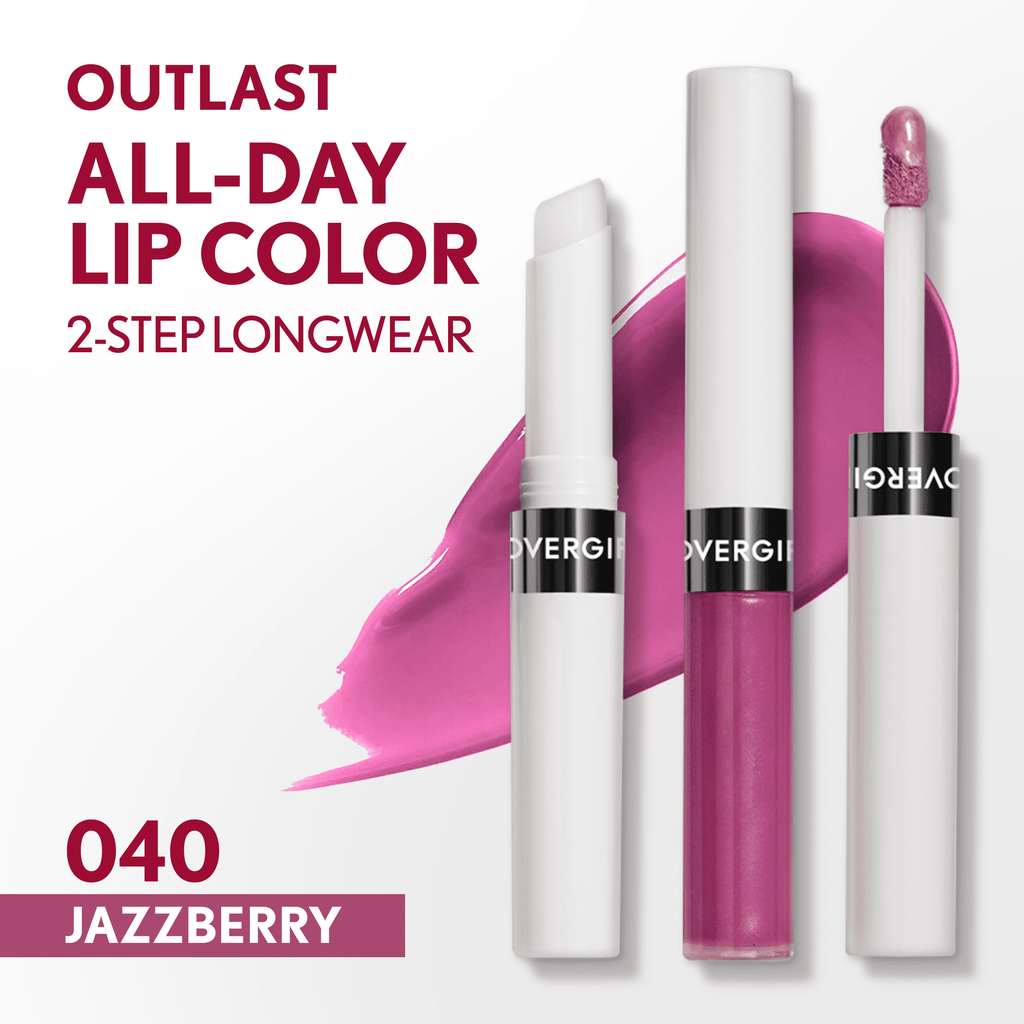 COVERGIRL Outlast All Day Lip Color with Top Coat, Jazzberry 040, 0.06 oz / 0.07 fl oz