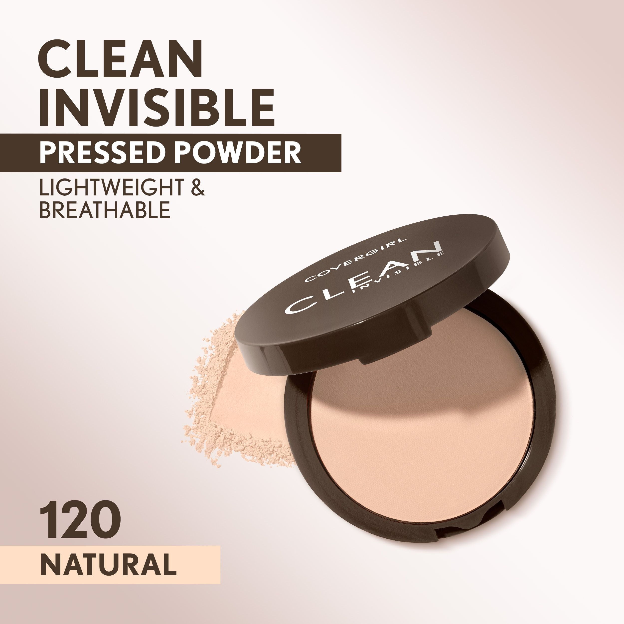 (2 pack) COVERGIRL Clean Invisible Pressed Powder, 120 Creamy Natural, 0.38 oz