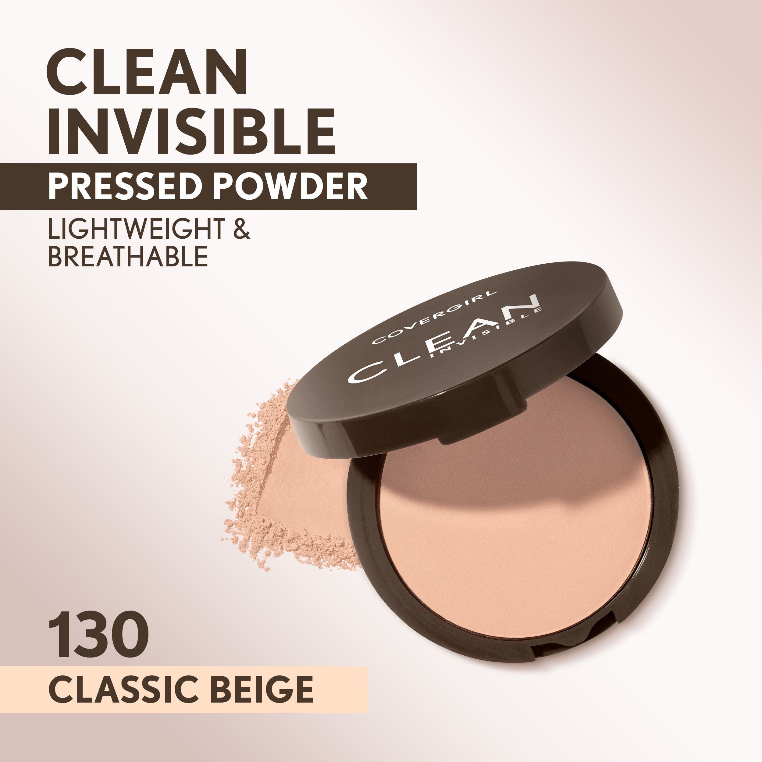 (4 pack) COVERGIRL Clean Invisible Pressed Powder, 130 Classic Beige, 0.38 oz