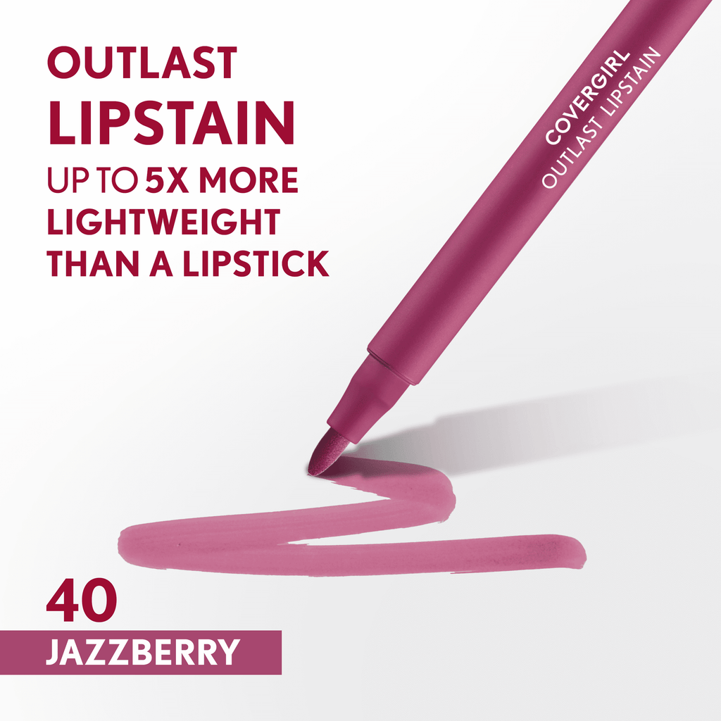 COVERGIRL Outlast Lipstain, 40 Jazzberry, Pink, 0.05 fl oz