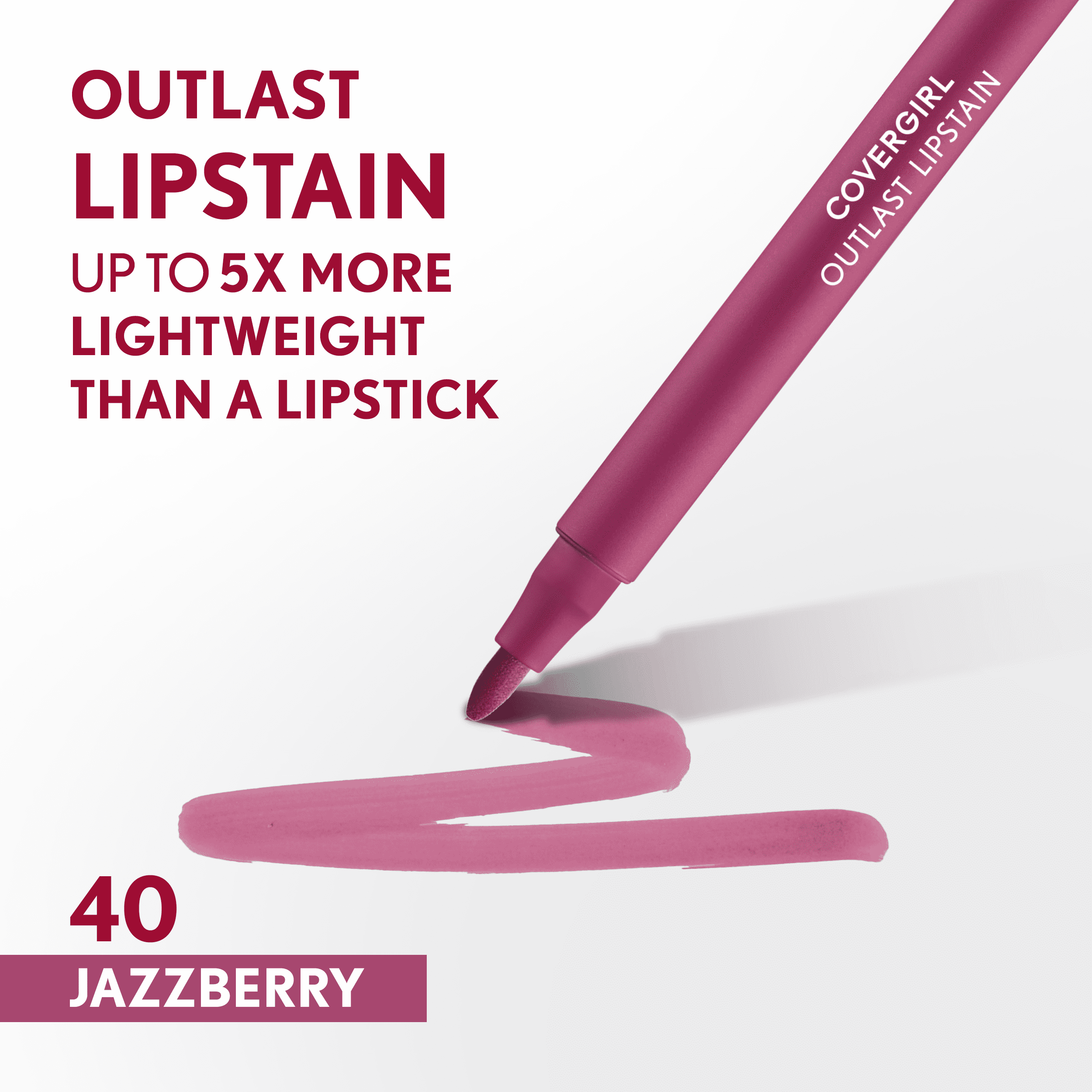 COVERGIRL Outlast Lipstain, 40 Jazzberry, Pink, 0.05 fl oz