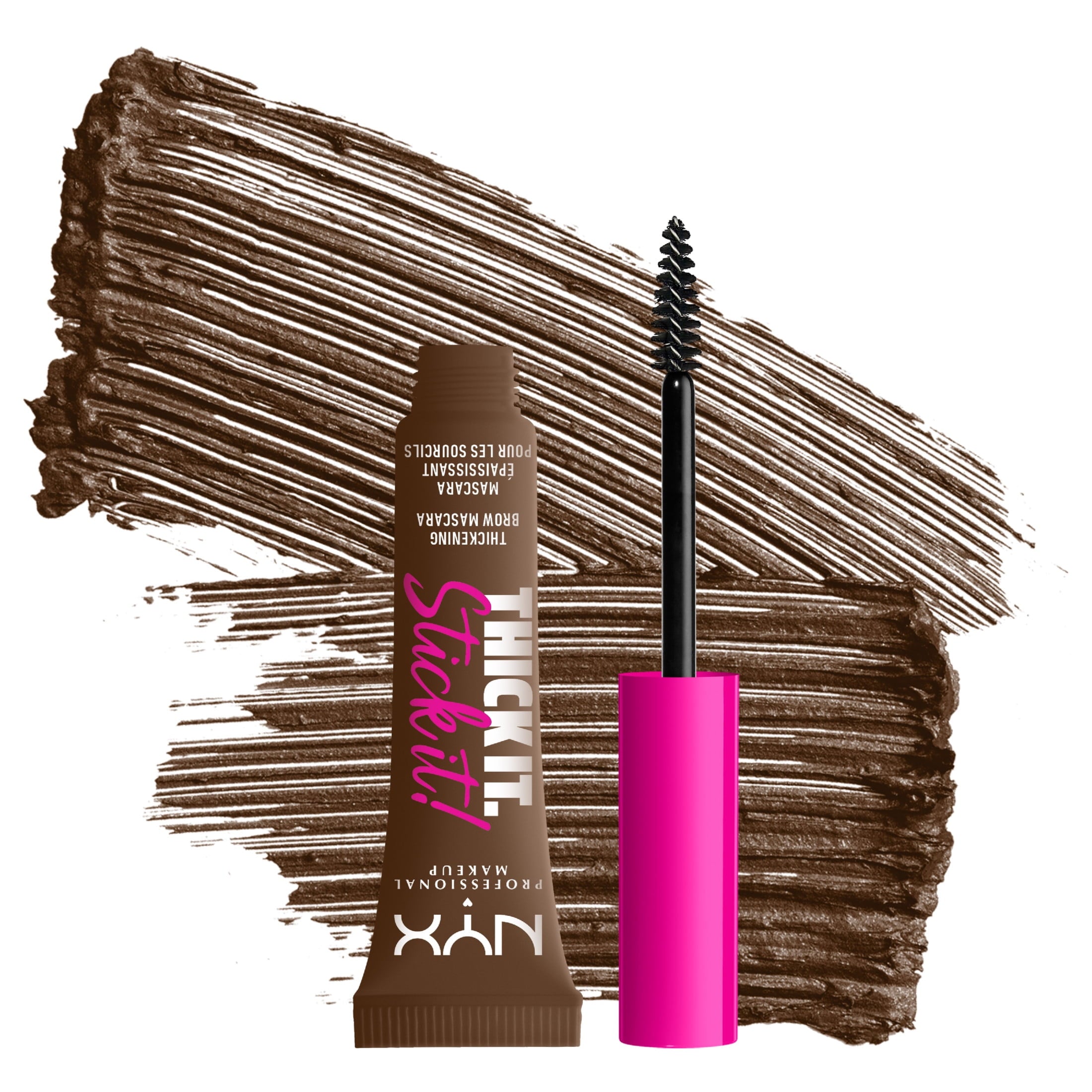 NYX Professional Makeup Thick it Stick it Thickening Eyebrow Gel Mascara Tint, Brunette, 0.23 fl oz