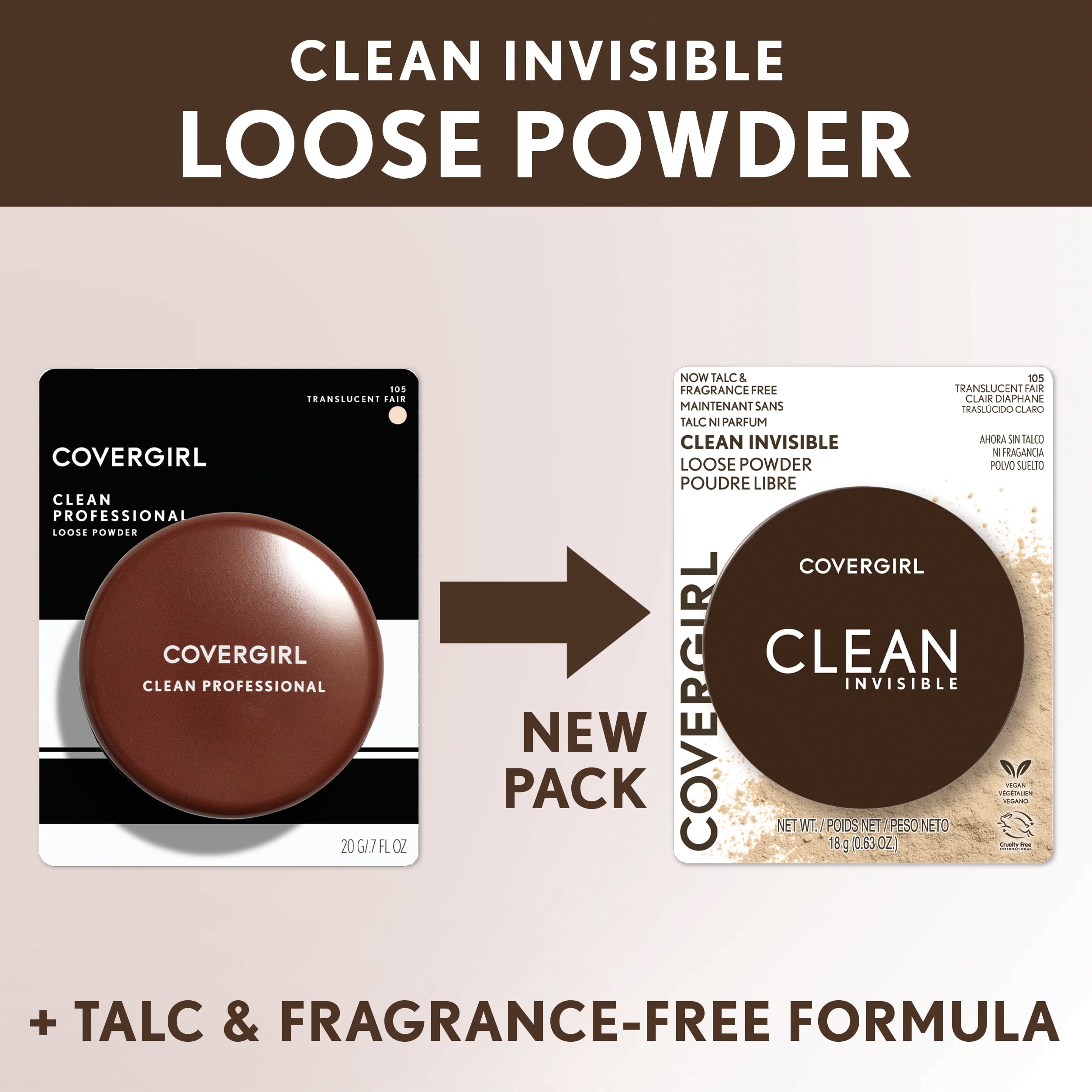 COVERGIRL Clean Invisible Loose Powder, Translucent Light, 0.63 oz - Talc & Fragrance-Free