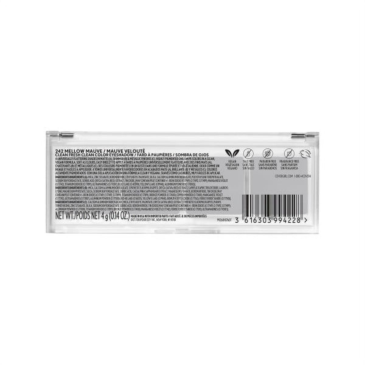 COVERGIRL Clean Fresh Clean Color Eyeshadow, 242 Mellow Mauve, 0.14 oz