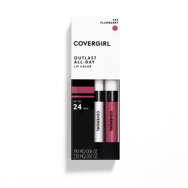 Covergirl Outlast All-Day Lip Color Liquid Lipstick and Moisturizing Topcoat, Longwear, PLUM BERRY